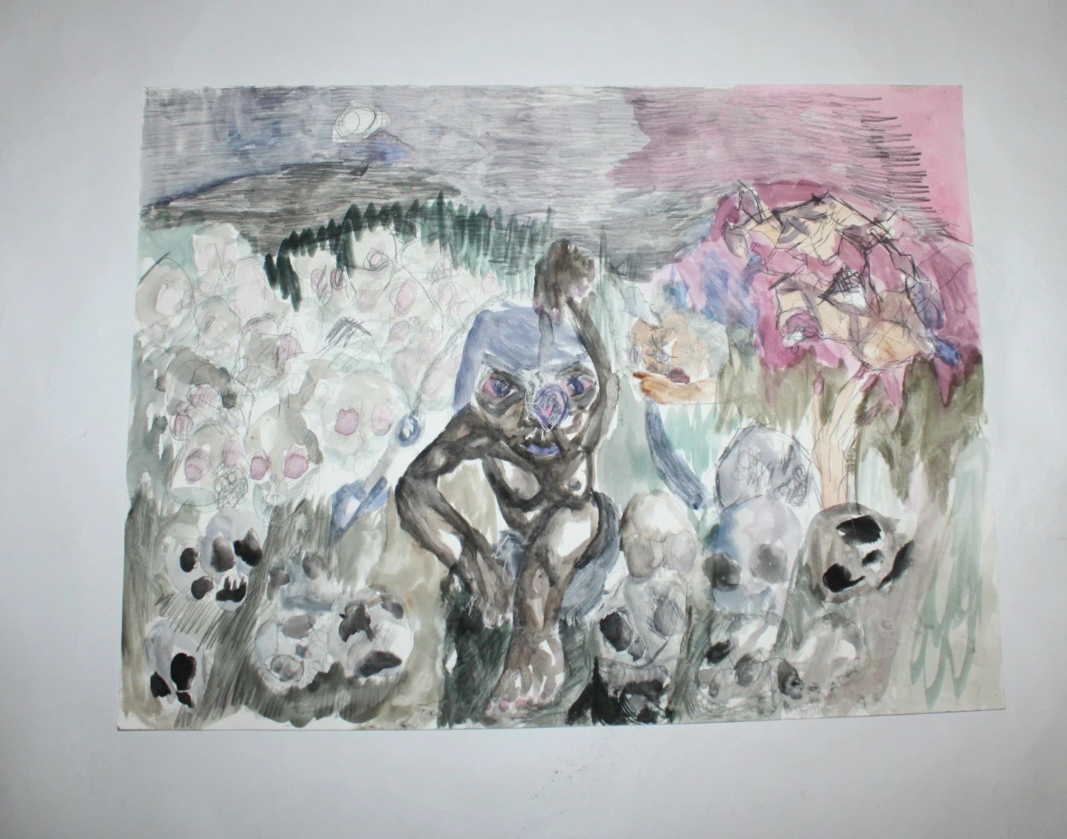 Voodoo, Watercolor and graphite pencil on Watercolor paper, 18 inches x 24 inches, 2021.