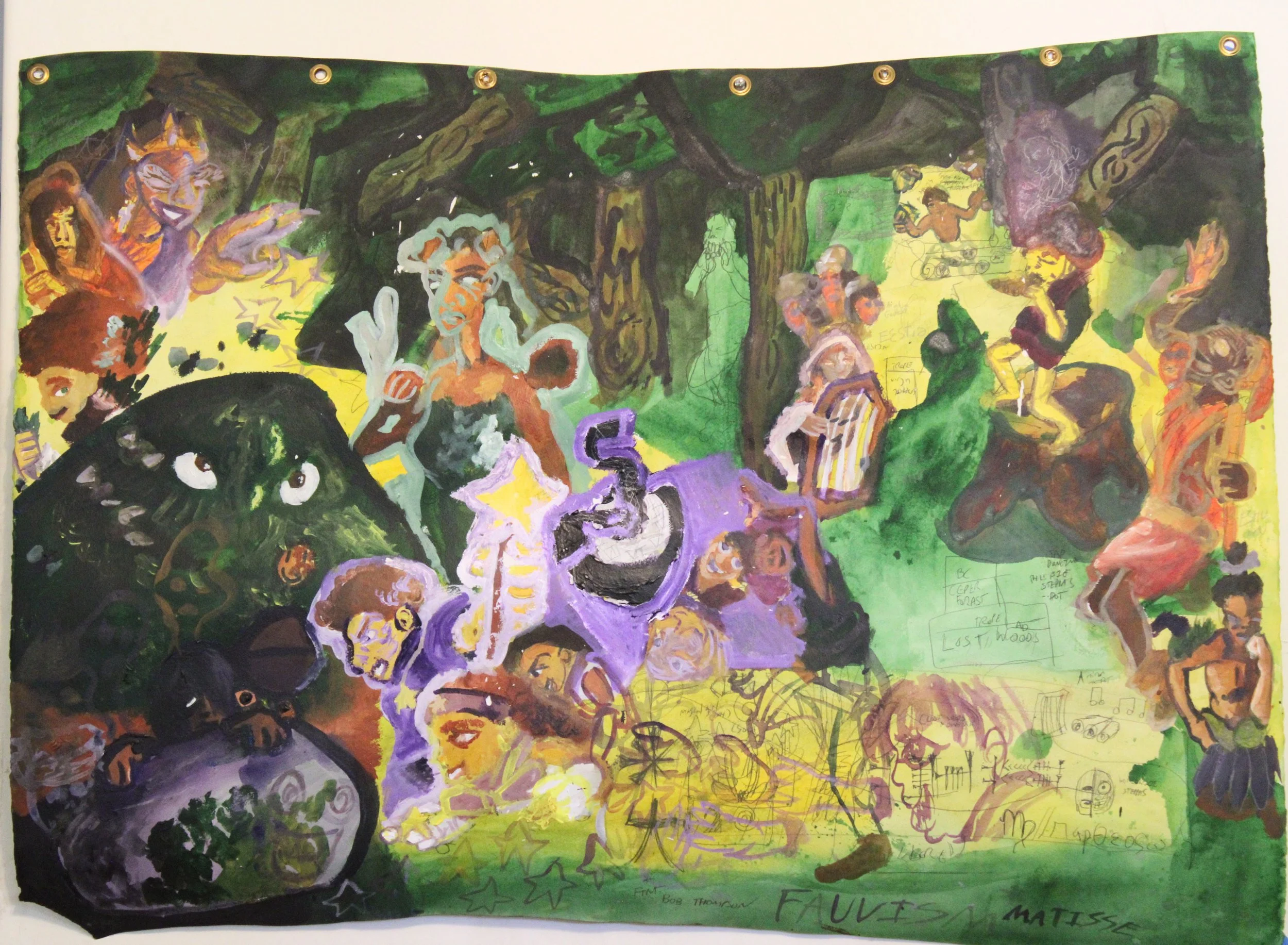 Childhood memory side B (Lost Woods), Acrylic and graphite pencil on Arches paper, 36 inches x 20 inches, 2024.