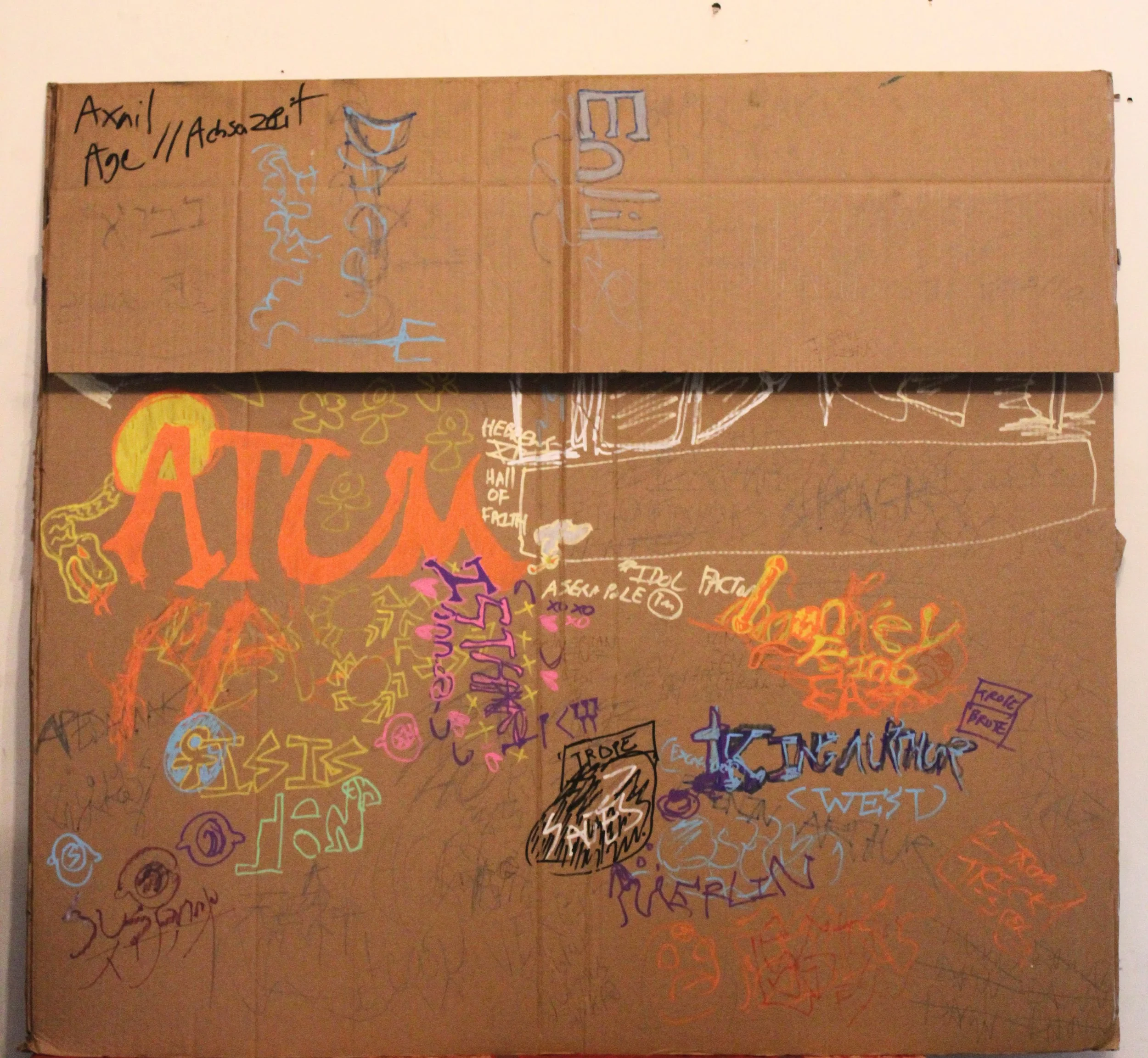 Tag I side B, Posca markers and pencil on Cardboard, 48 x 72 inches, 2025.