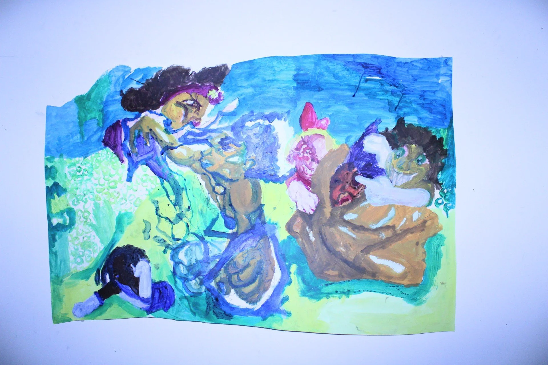 Playdate, Acrylic on Bristol paper, 42 x 20 inches, 2022.