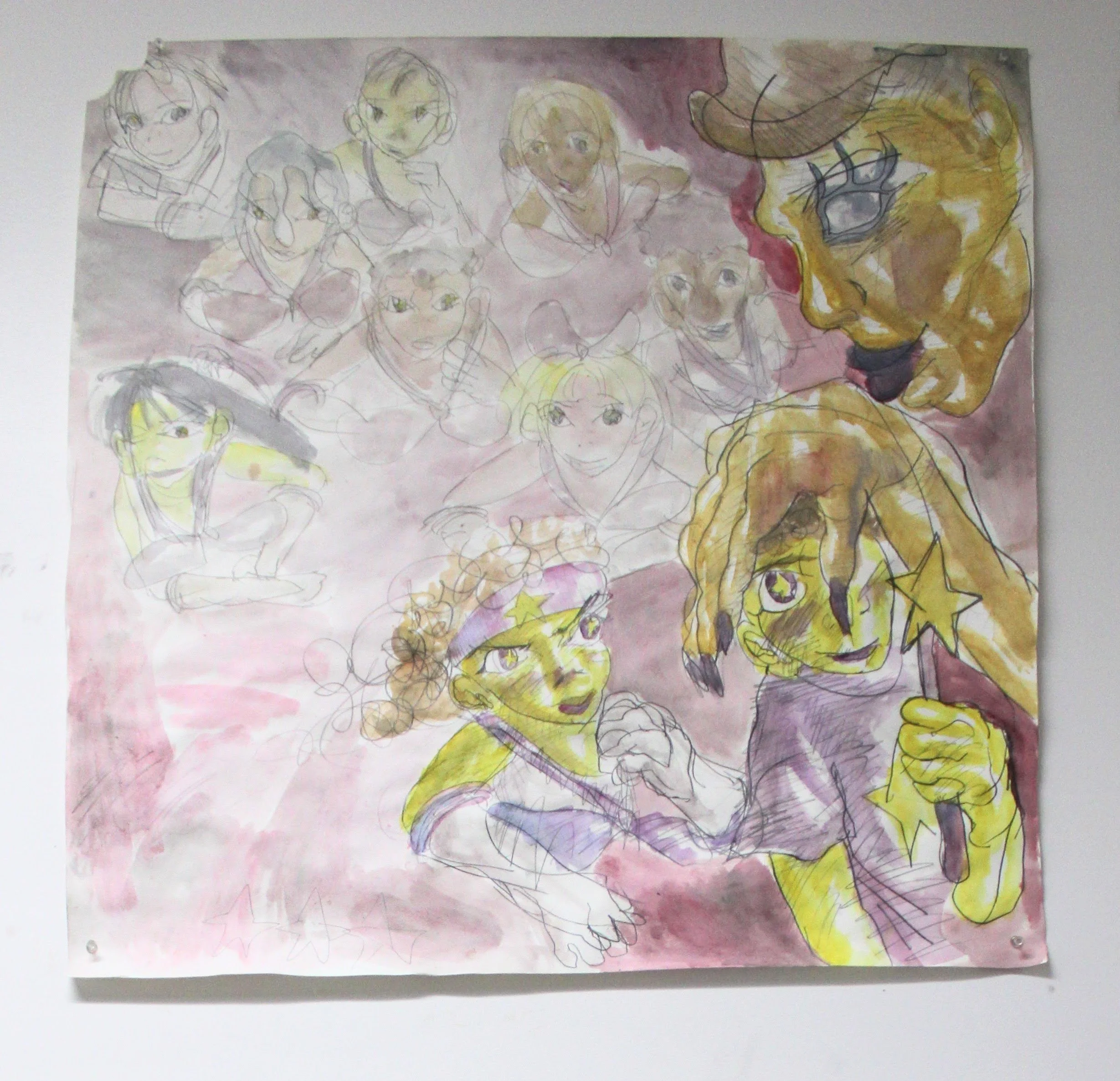 II. Chosen, Graphite pencil and watercolor on Watercolor paper, 30 inches x 30 inches, 2023.