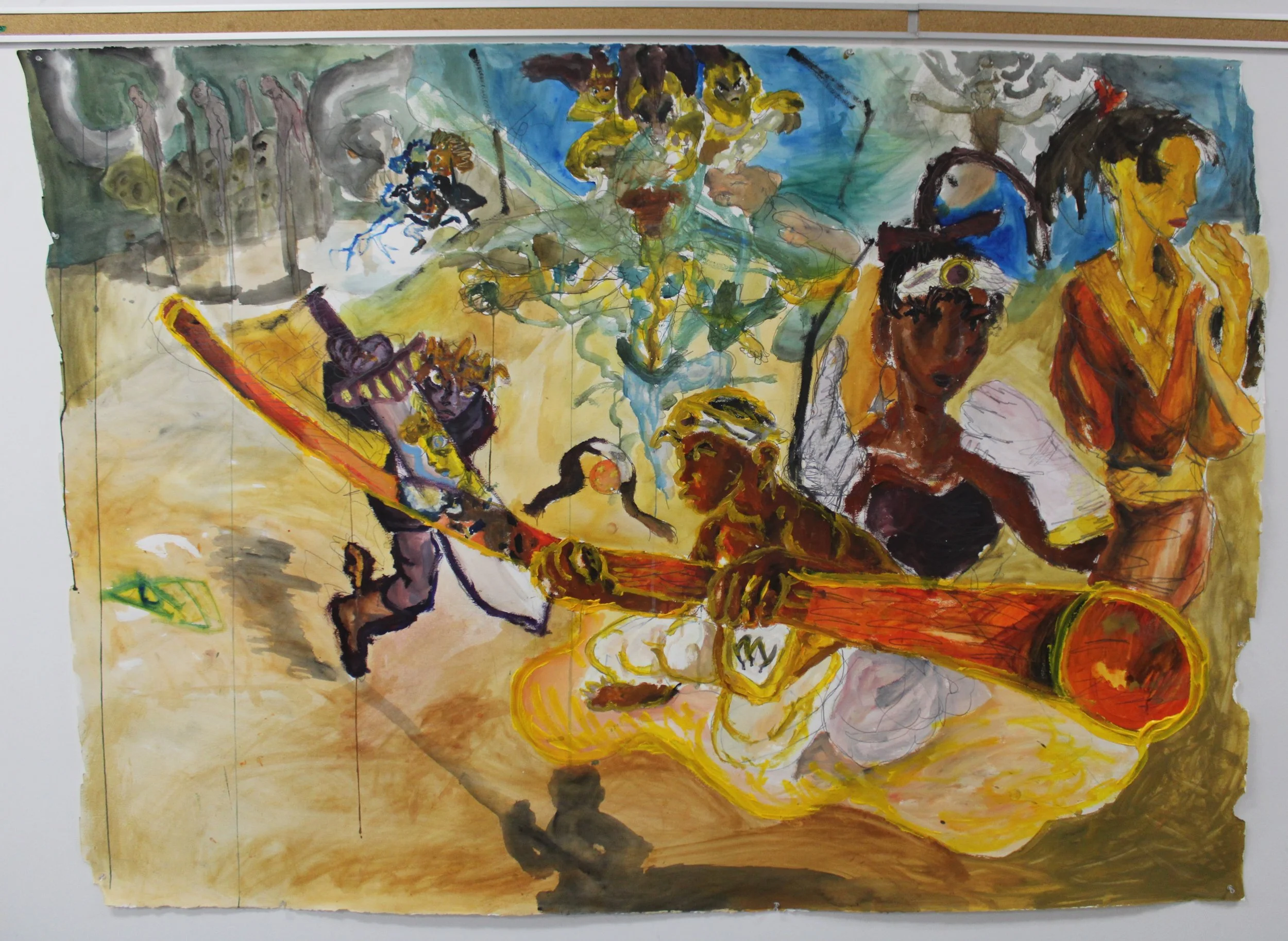 Far East III: No East or West, Acrylic and graphite pencil on Arches paper, 72 inches x 51 inches, 2023.