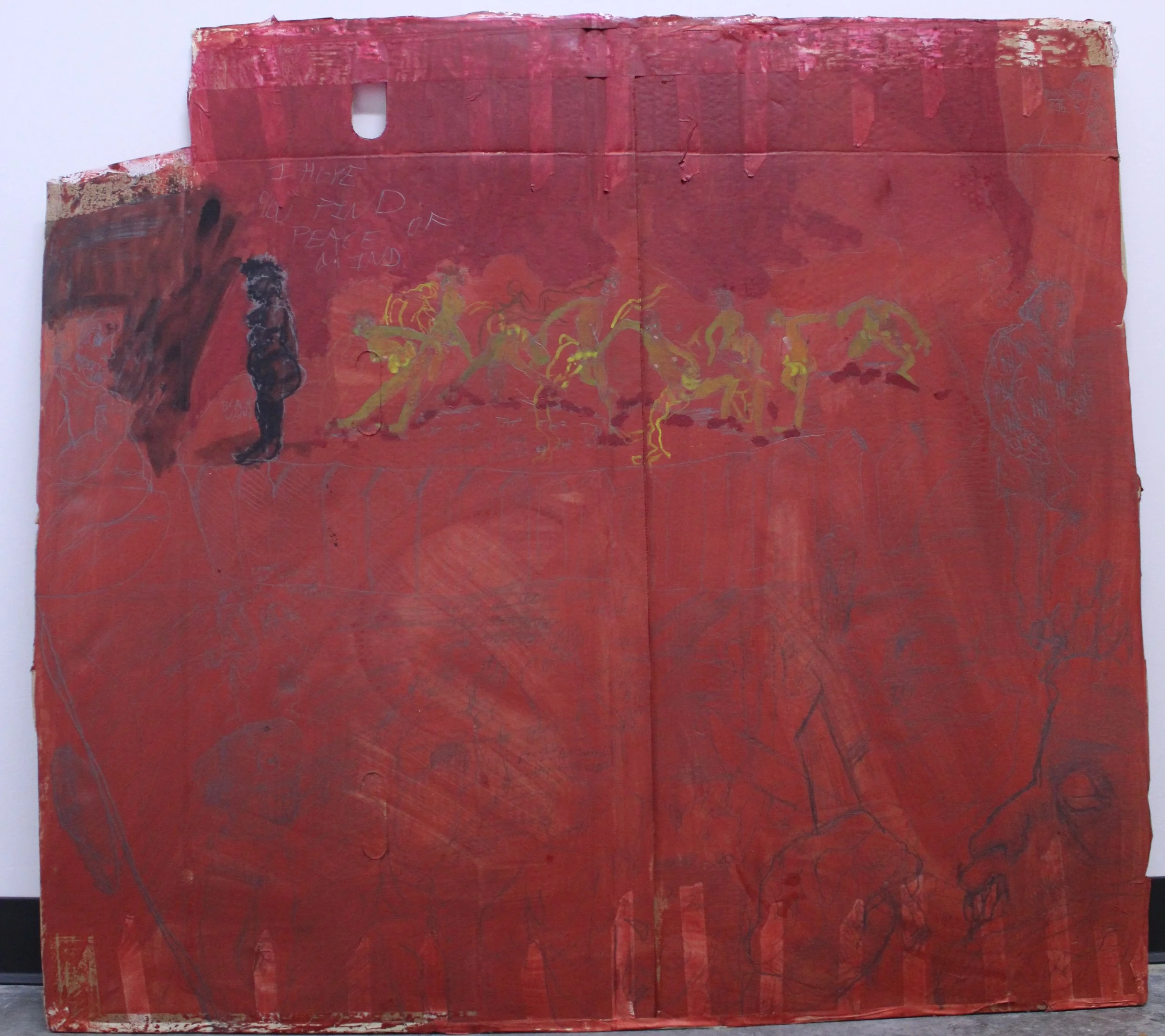 Of Minstrels and Mammies side I, Watercolor, acrylic paint, and graphite pencil on Cardboard, 28 inches x 28 inches, 2023.