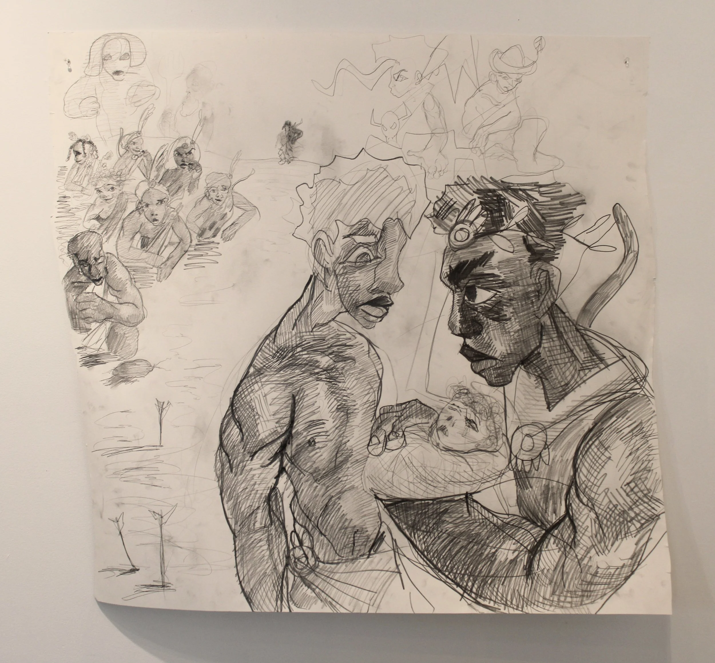 Cushite-Greek III, Graphite pencil on Watercolor paper, 46 inches x 50 inches, 2023.