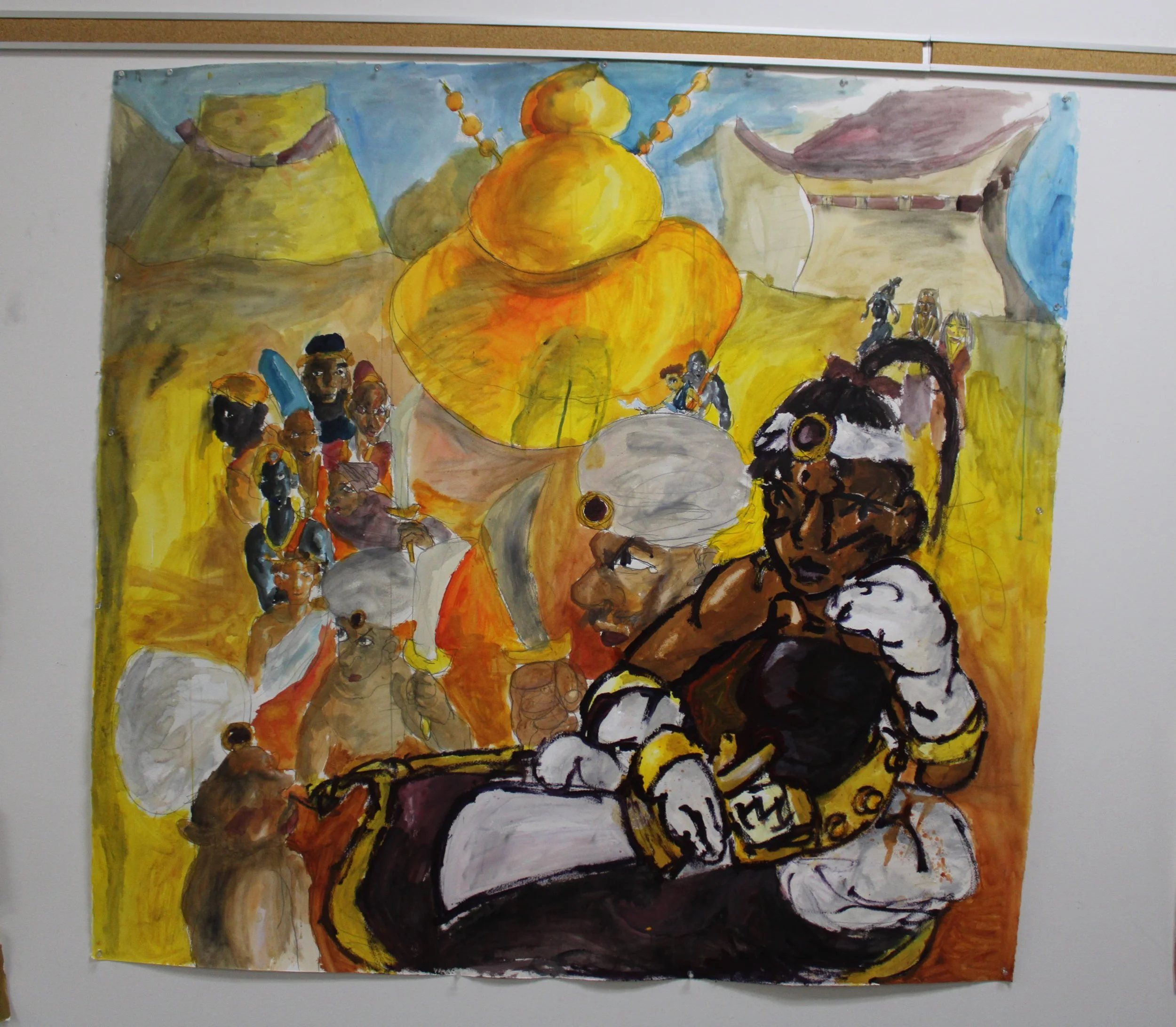 Far East II: Neo Arabia, Acrylic and graphite pencil on Arches paper, 50 inches x 52 inches, 2023.