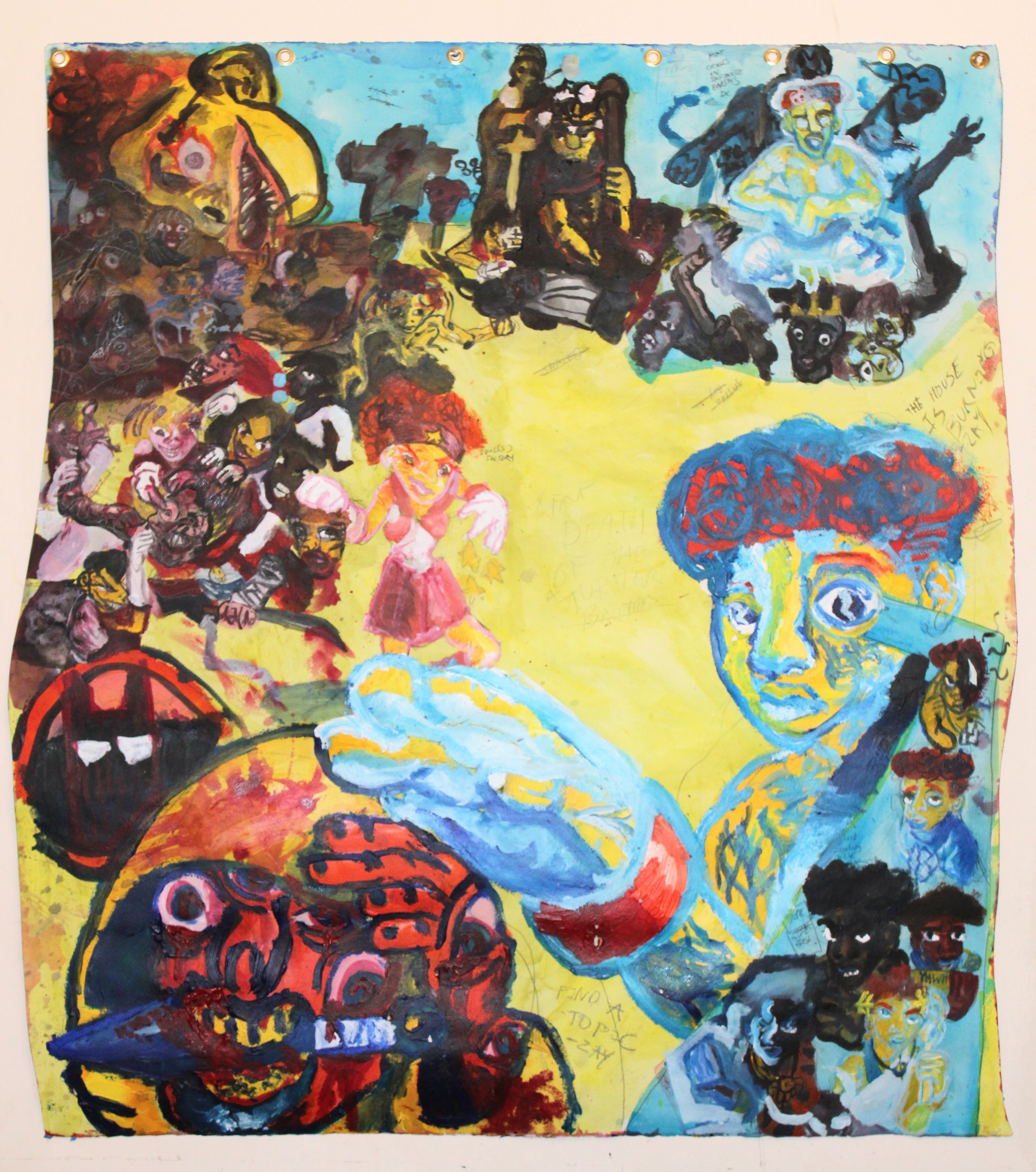 Cutting room floor side A ( Death of Childhood), Acrylic and graphite pencil on Arches paper, 36 x 36 inches , 2024.