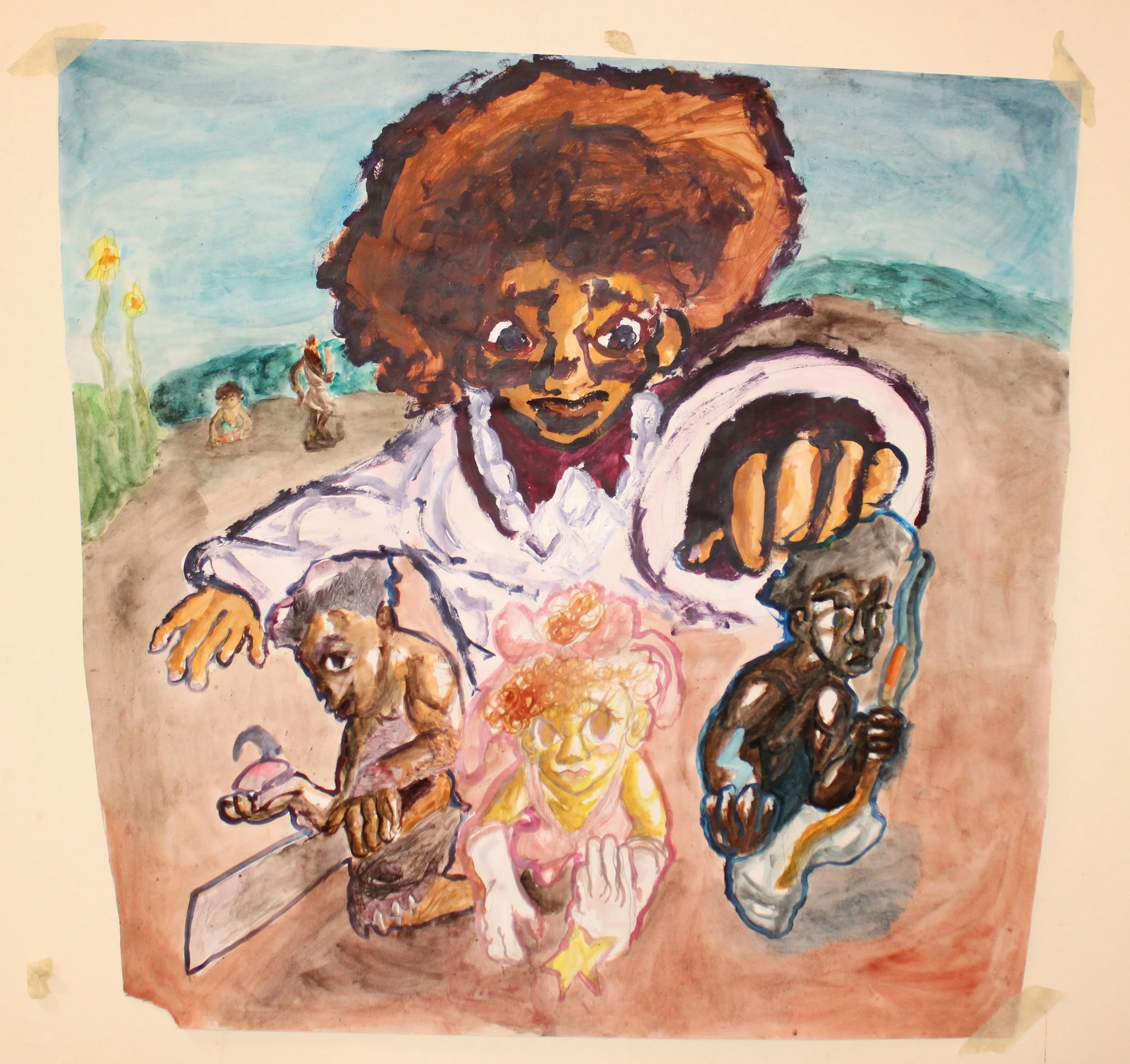 VI. Mother Earth (Inheritance), Acrylic, watercolor, and graphite pencil on Mixed media paper, 48 inches x 48 inches, 2023.