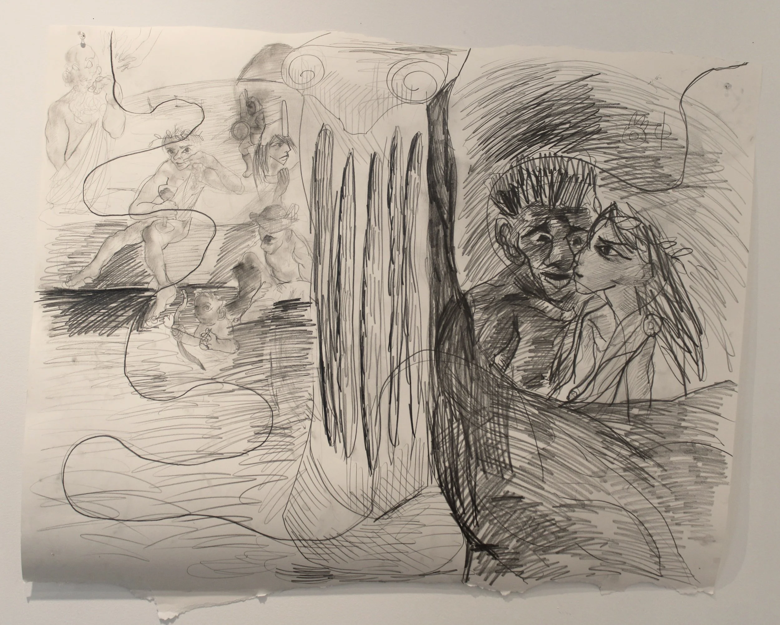 Cushite-Greek II, Graphite pencil on Watercolor paper, 46 inches x 46 inches, 2023.