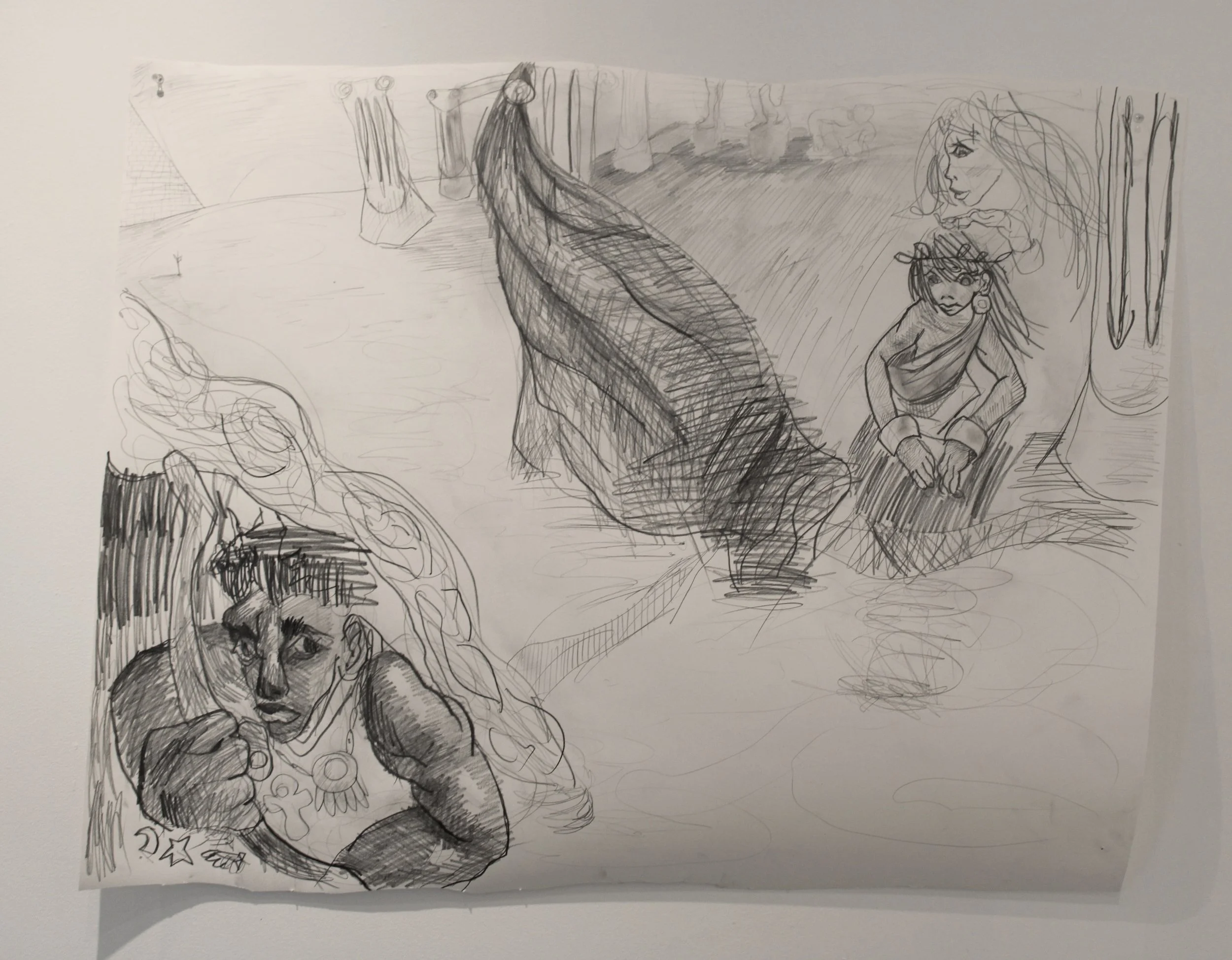 Cushite-Greek I, Graphite pencil on Watercolor paper, 46 inches x 46 inches, 2023.