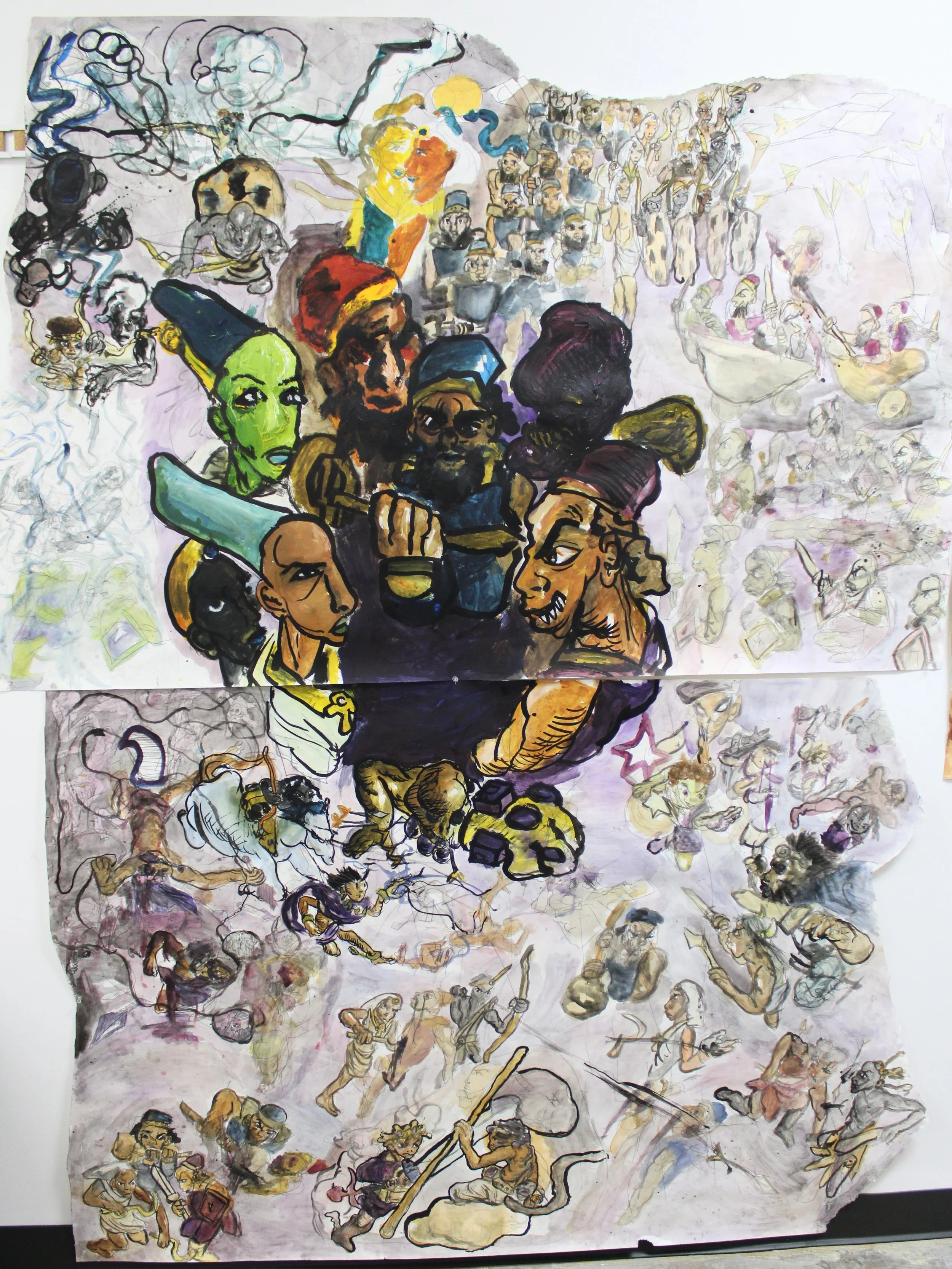 VIII. Disasters of War (Hieronymus Basquiat), 63 inches x 85 inches, 2023.