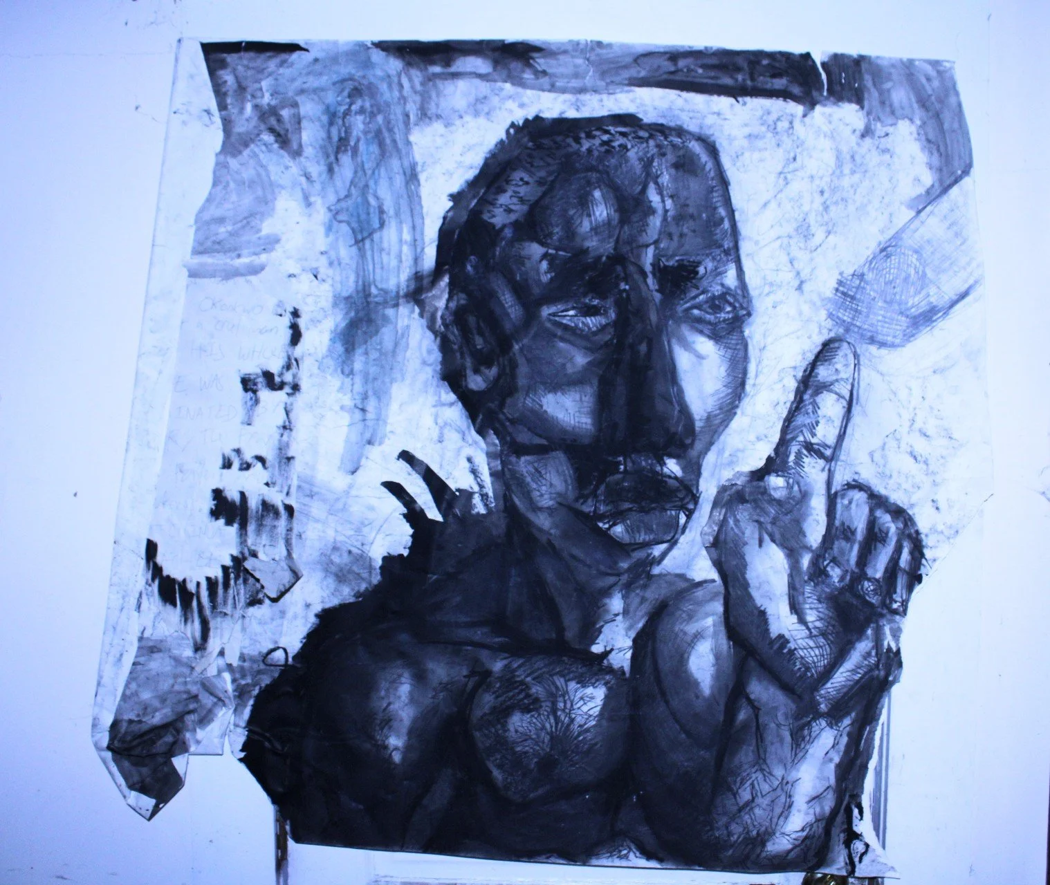 Okonkwo (The Man who feared nothing), Charcoal and pencil on Drawing paper, 42 x 42 inches, 2020.
