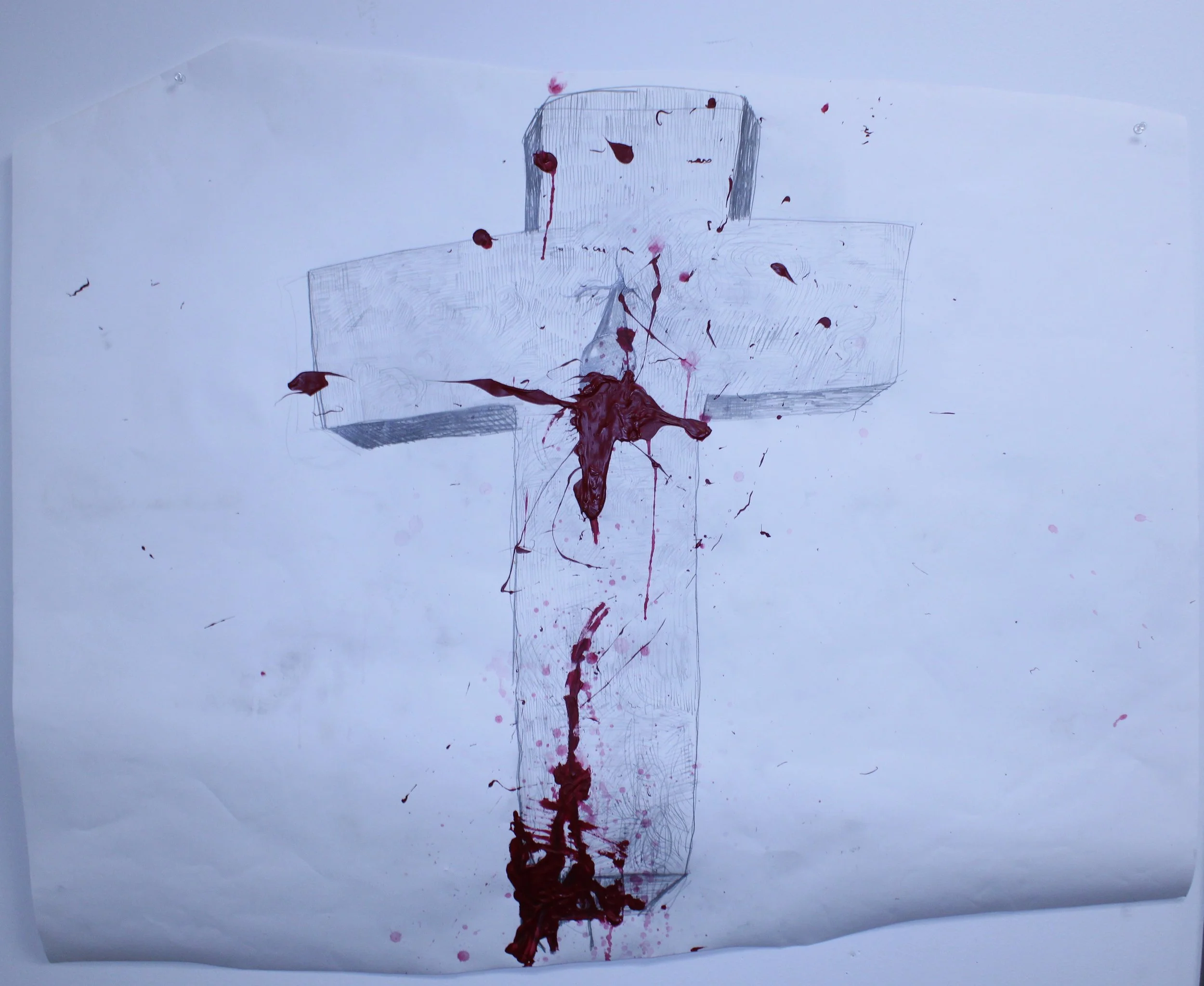 VI.Atonement, Graphite pencil and Acrylic paint on Drawing paper, 38 inches x 42 inches 2023.