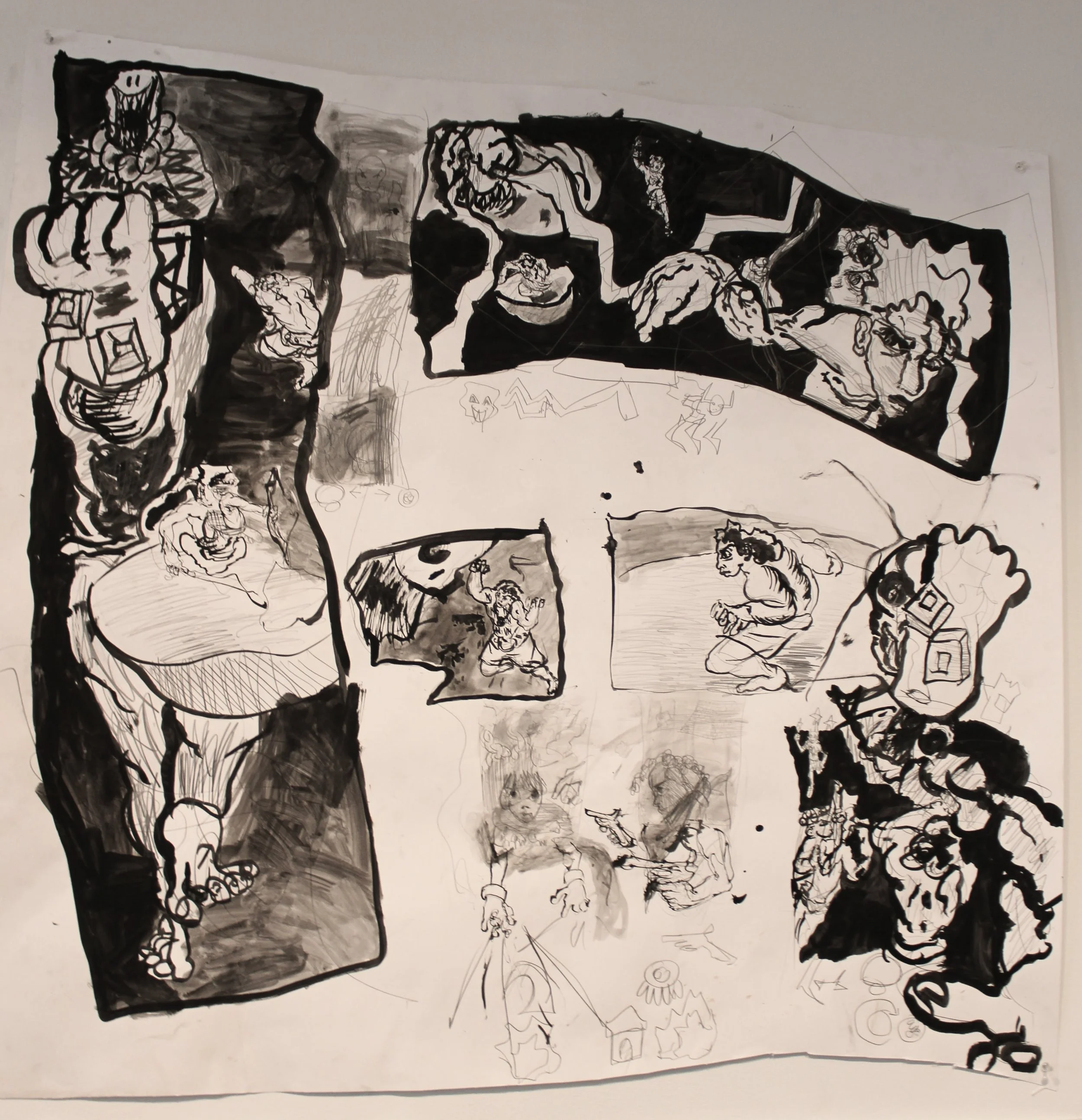 Watchmen IV (Power), Inkwash and graphite pencil on Bristol paper, 42 inches x 42 inches, 2023.