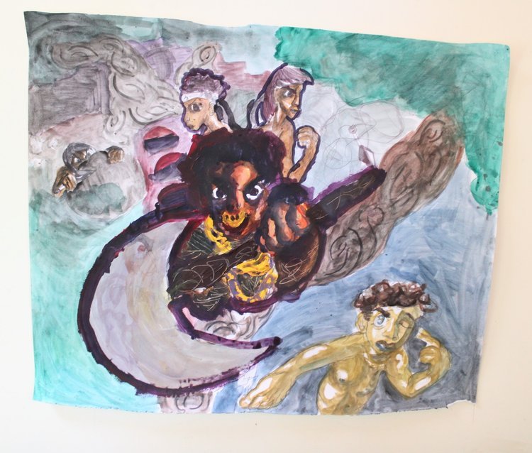 Ceder Forest II, Acrylic paint, watercolor, and graphite pencil on Mixed media paper, 36 inches x 36 inches, 2023.