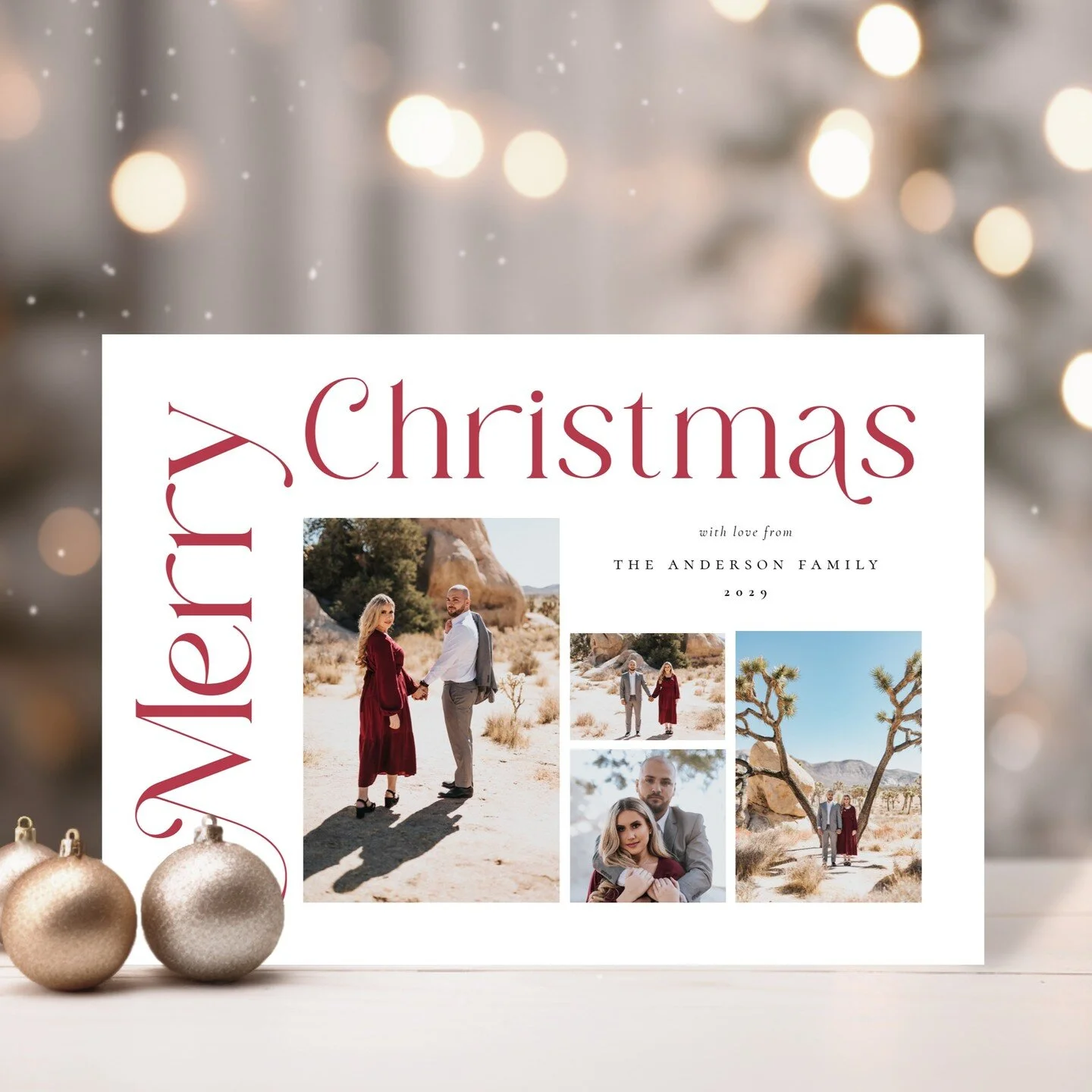 This collection of Christmas cards, mailing supplies and gifts blends modern typography with a traditional color scheme of red, green, white and gold. #zazzlemade #merrychristmas #christmascards