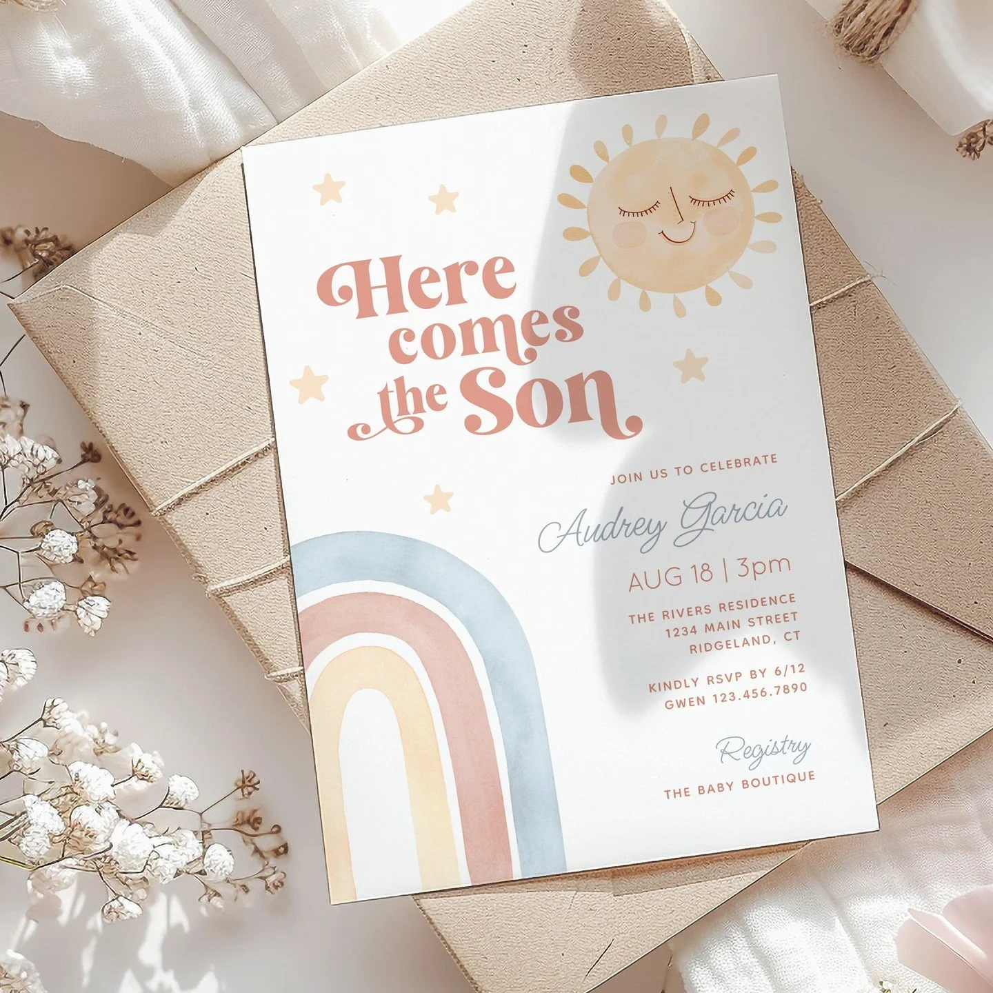 Hey there, sunshine! 🌞 Exciting news: I'm thrilled to introduce my newest collection, &quot;Here Comes the Son&quot; - a playful nod to the impending arrival of a sweet baby boy. This collection has a retro vibe, and charming watercolors in the soft