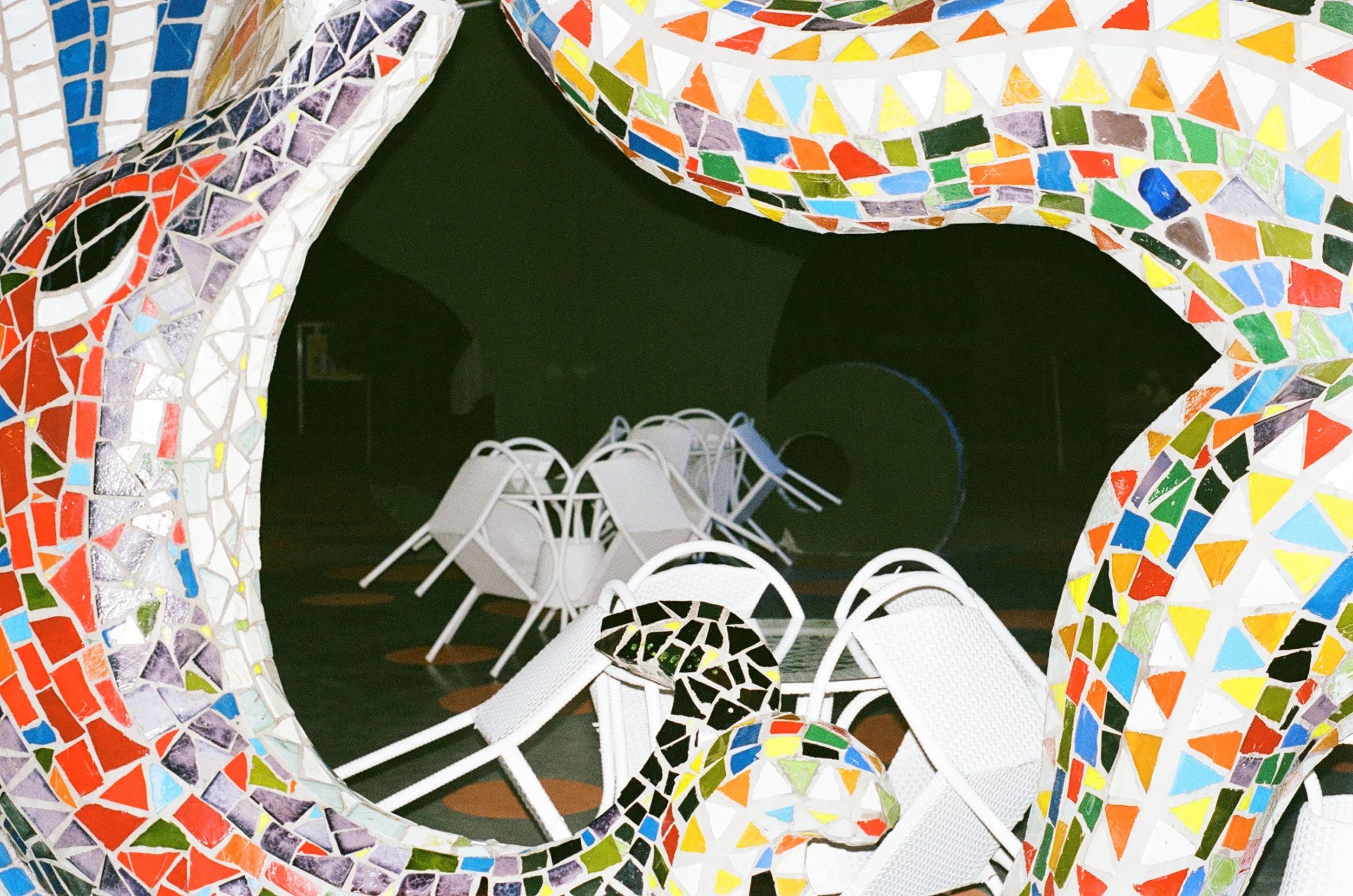 At night our couchsurfing host takes us out to a restaurant. Across the street is a huge structure covered in Mosaic. Nastya explains that it is leftover from the Soviet era. I love the shapes and the patterns and the colours and the time it would ha