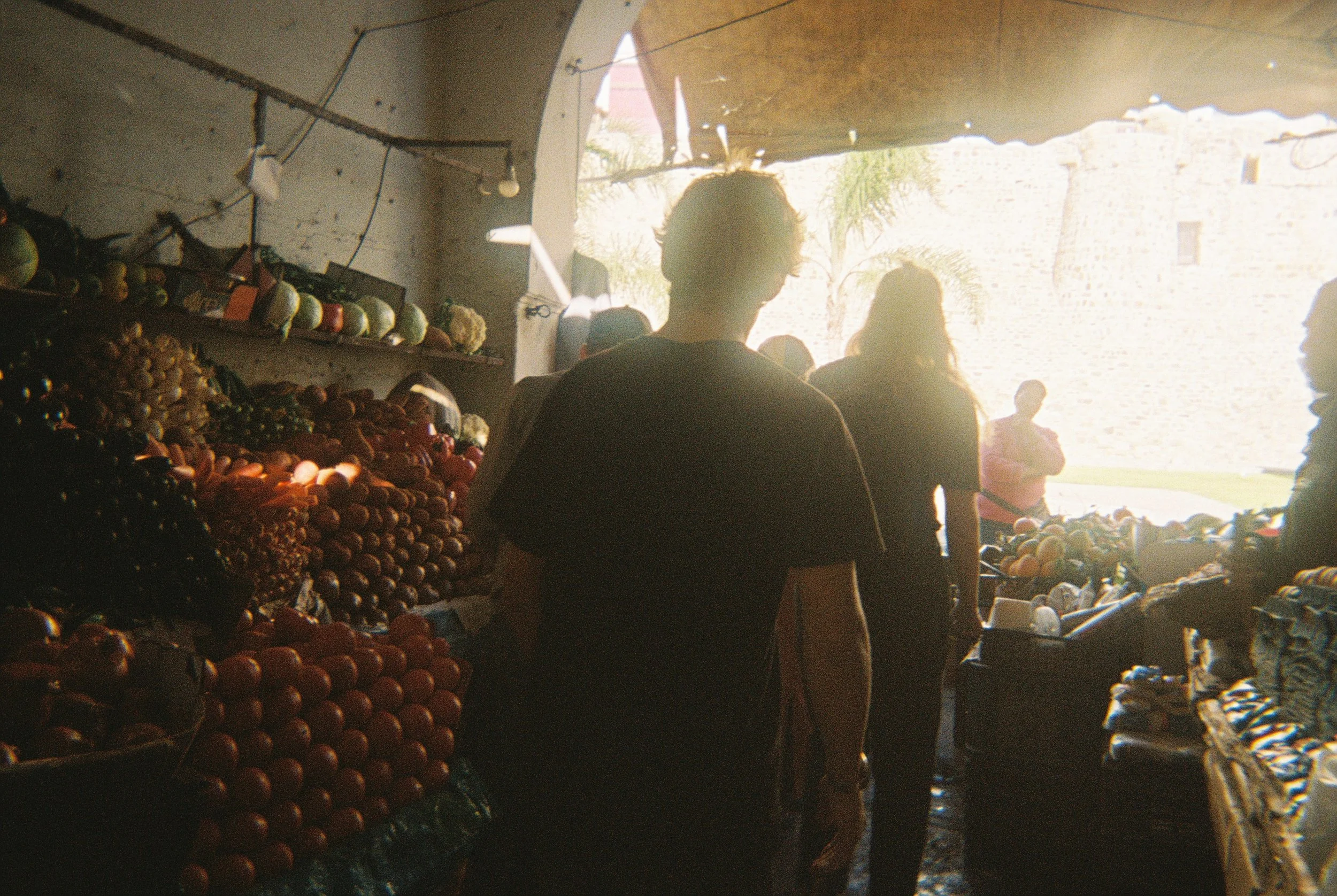 David and Salome walking through the winding markets in Tangier. I'm overjoyed by the novelty, it is so different from Spain. 