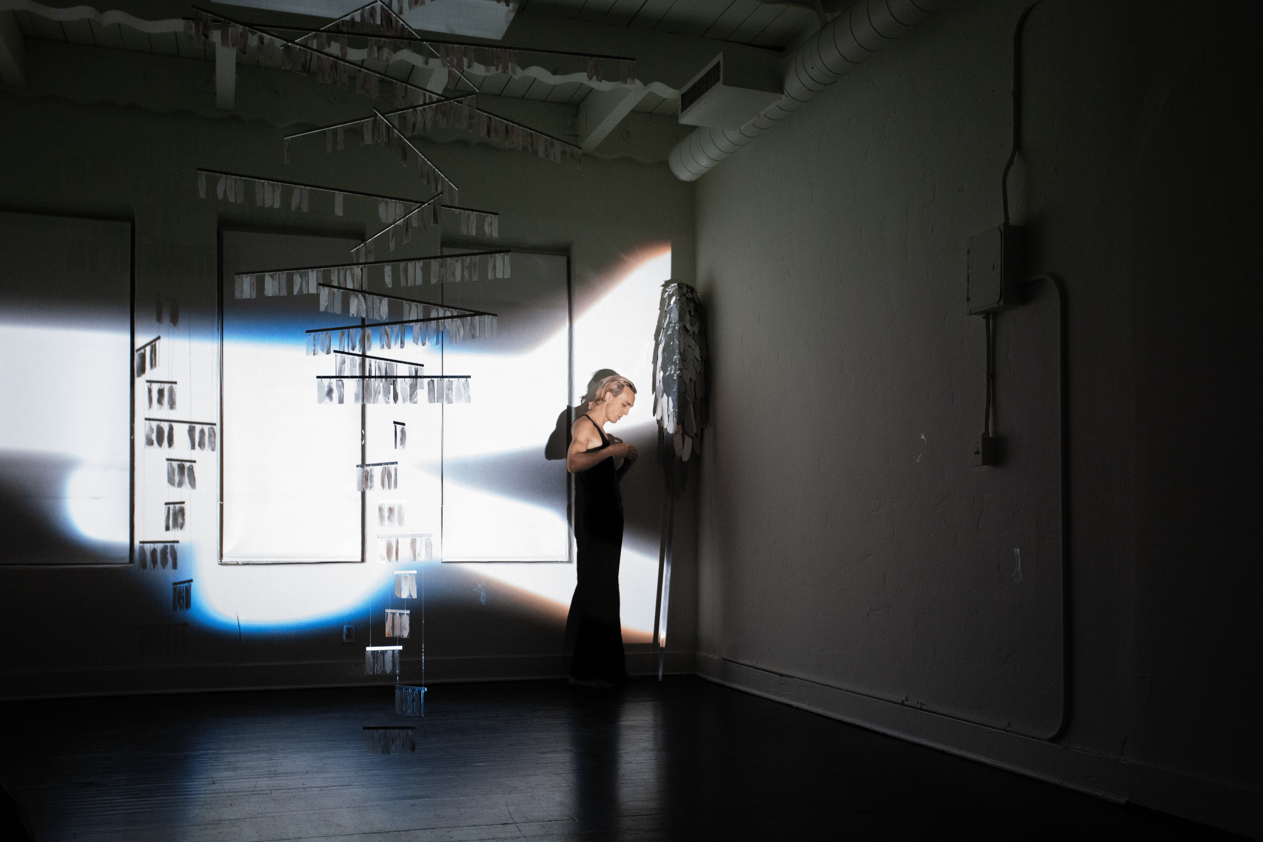 Severin Hallauer’s New Skies Art Performance at Induction Gallery, Granada Buildings, Los Angeles, 2026.