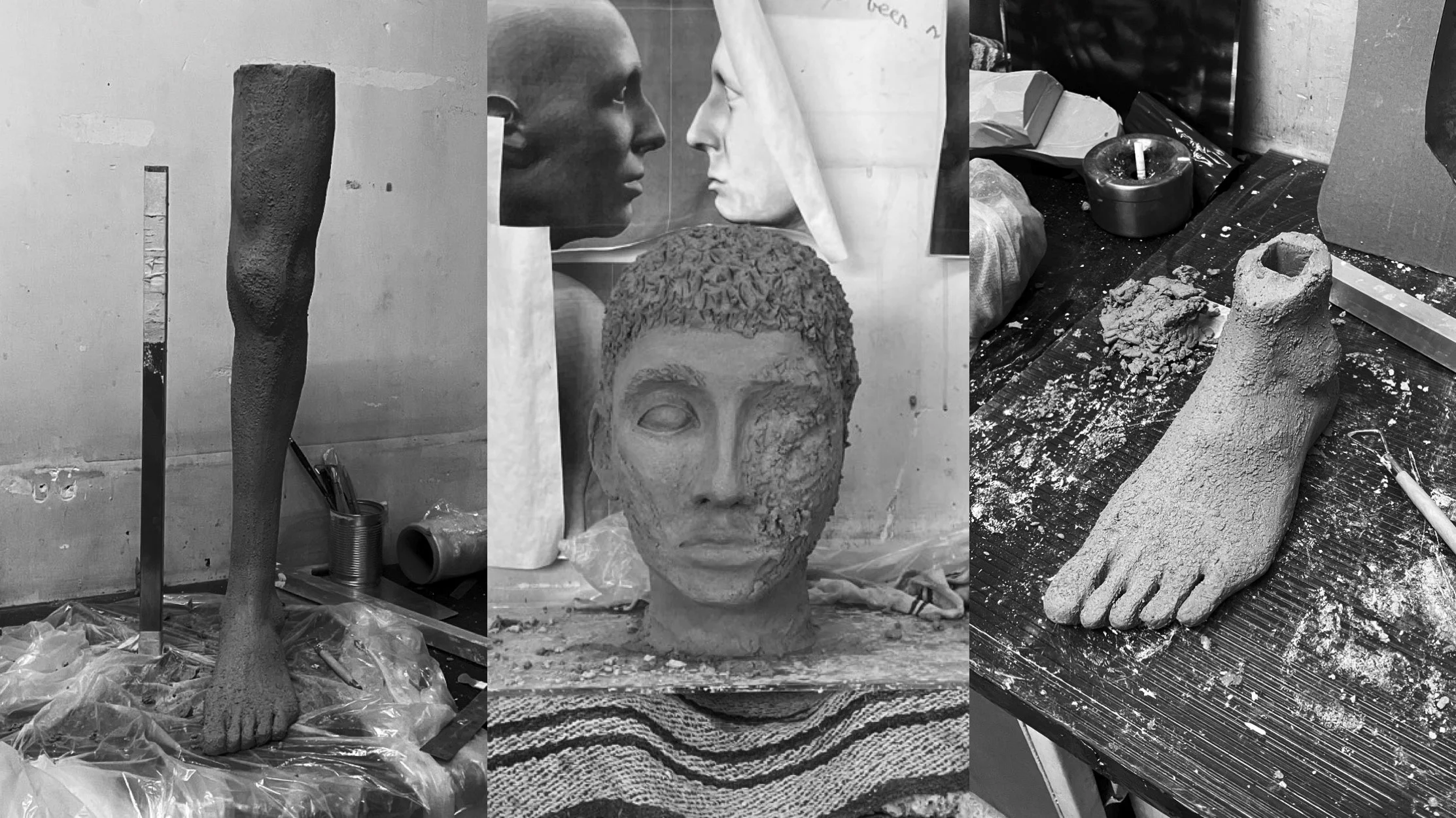 severin hallauer clay sculpture studio work