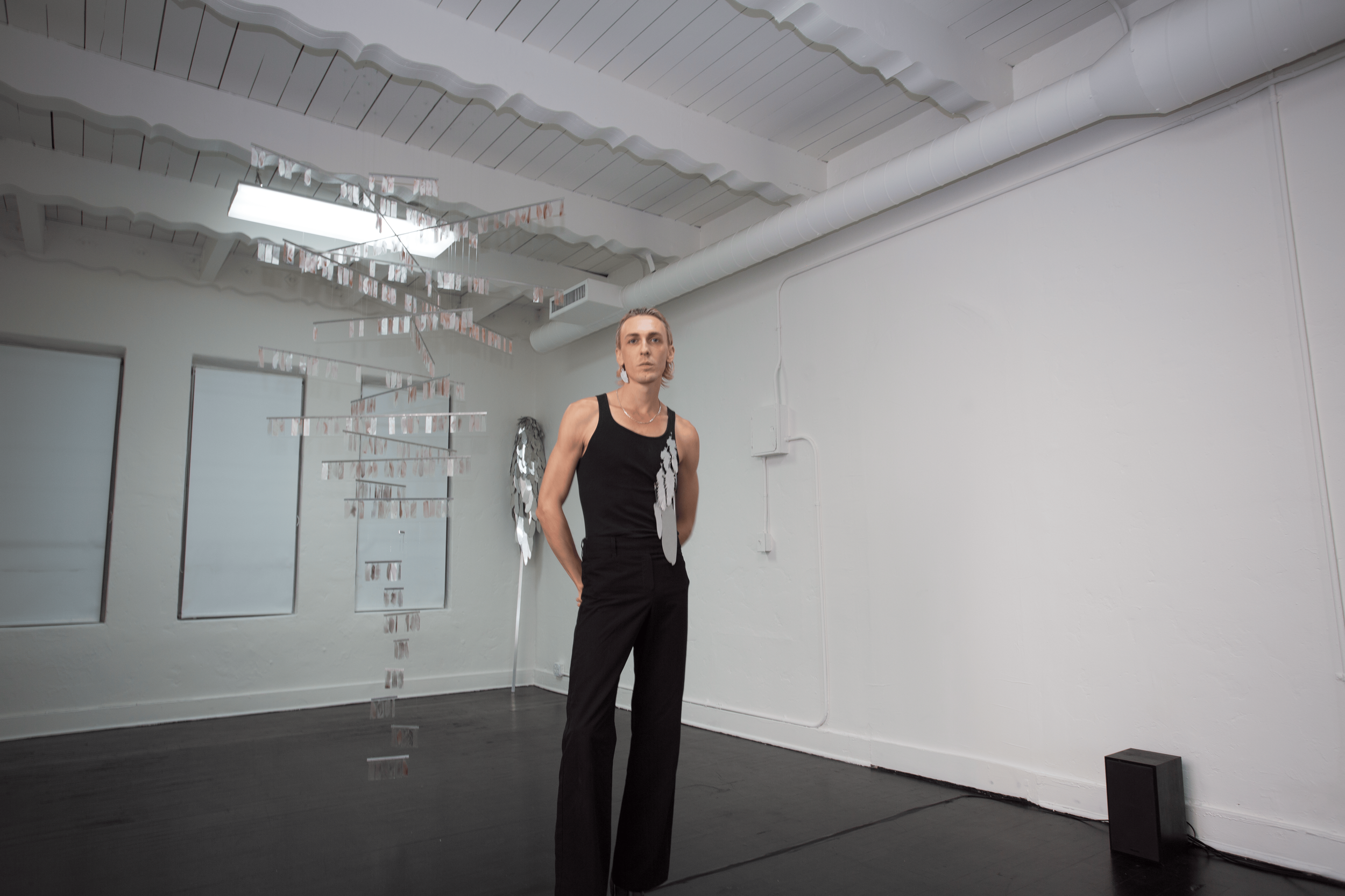 Severin Hallauer’s New Skies Art Performance at Induction Gallery, Granada Buildings, Los Angeles, 2026.