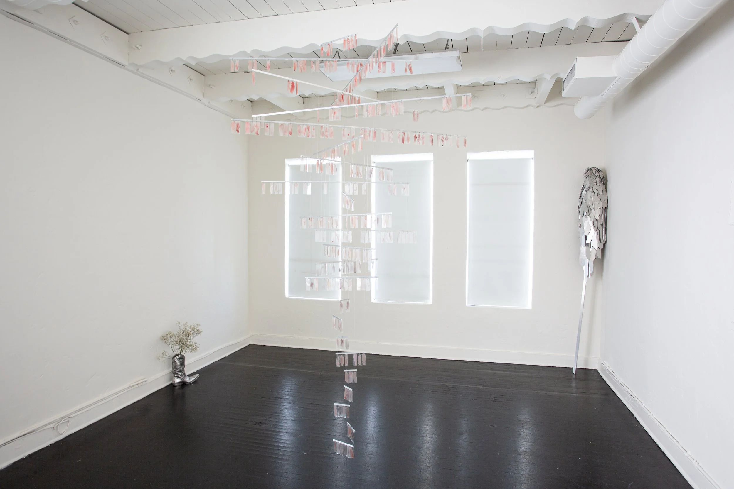 Installation view of Severin Hallauer’s New Skies at Induction Gallery, Granada Buildings, Los Angeles, 2026.