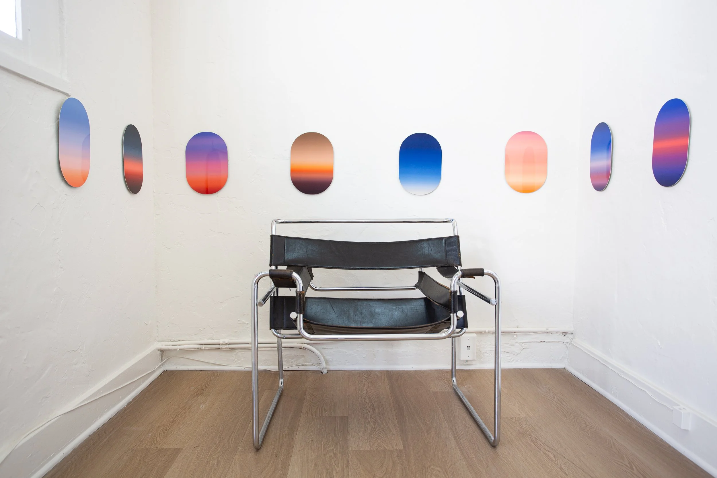 Installation view of Severin Hallauer’s New Skies at Induction Gallery, Granada Buildings, Los Angeles, 2026.