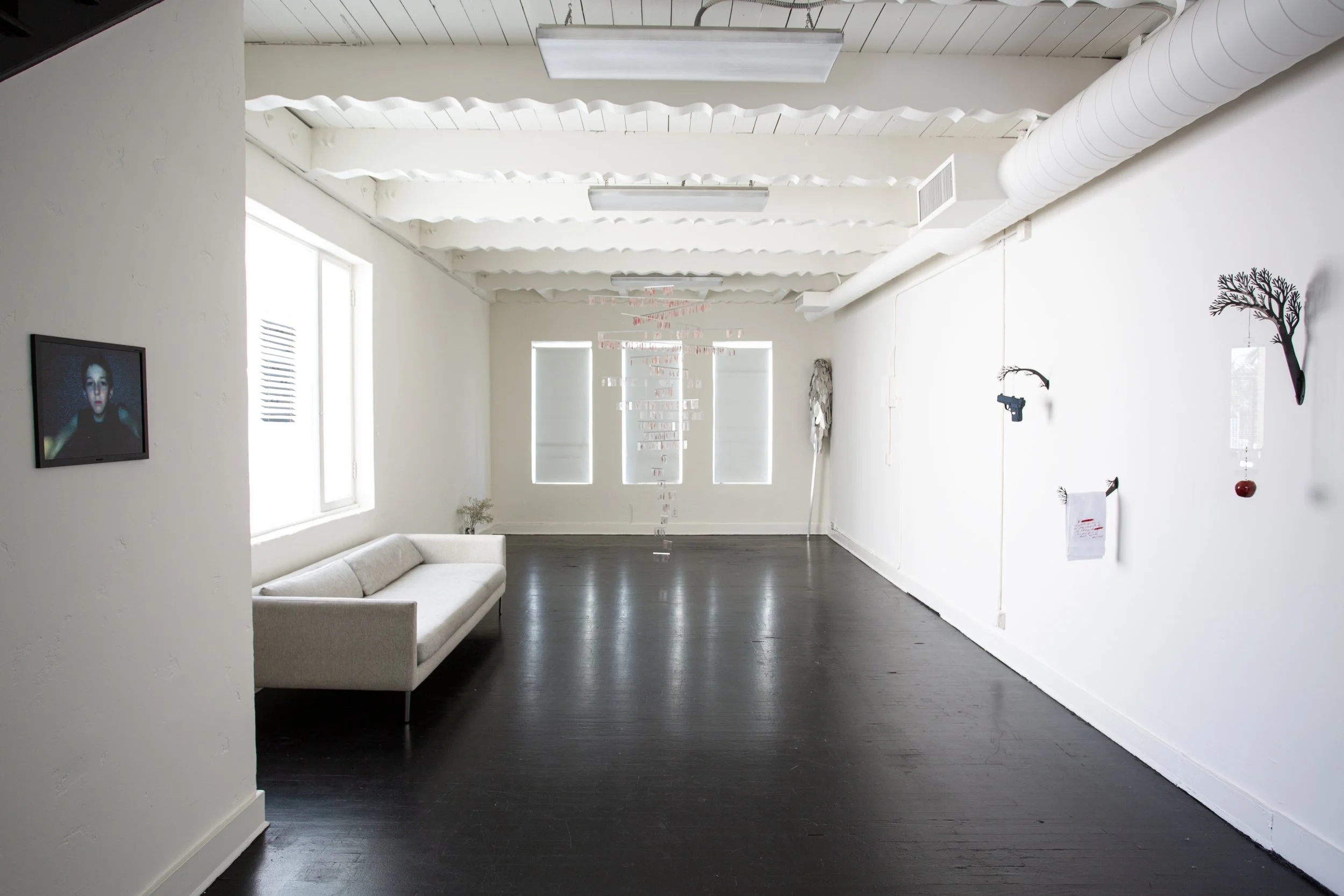 Installation view of Severin Hallauer’s New Skies at Induction Gallery, Granada Buildings, Los Angeles, 2026.