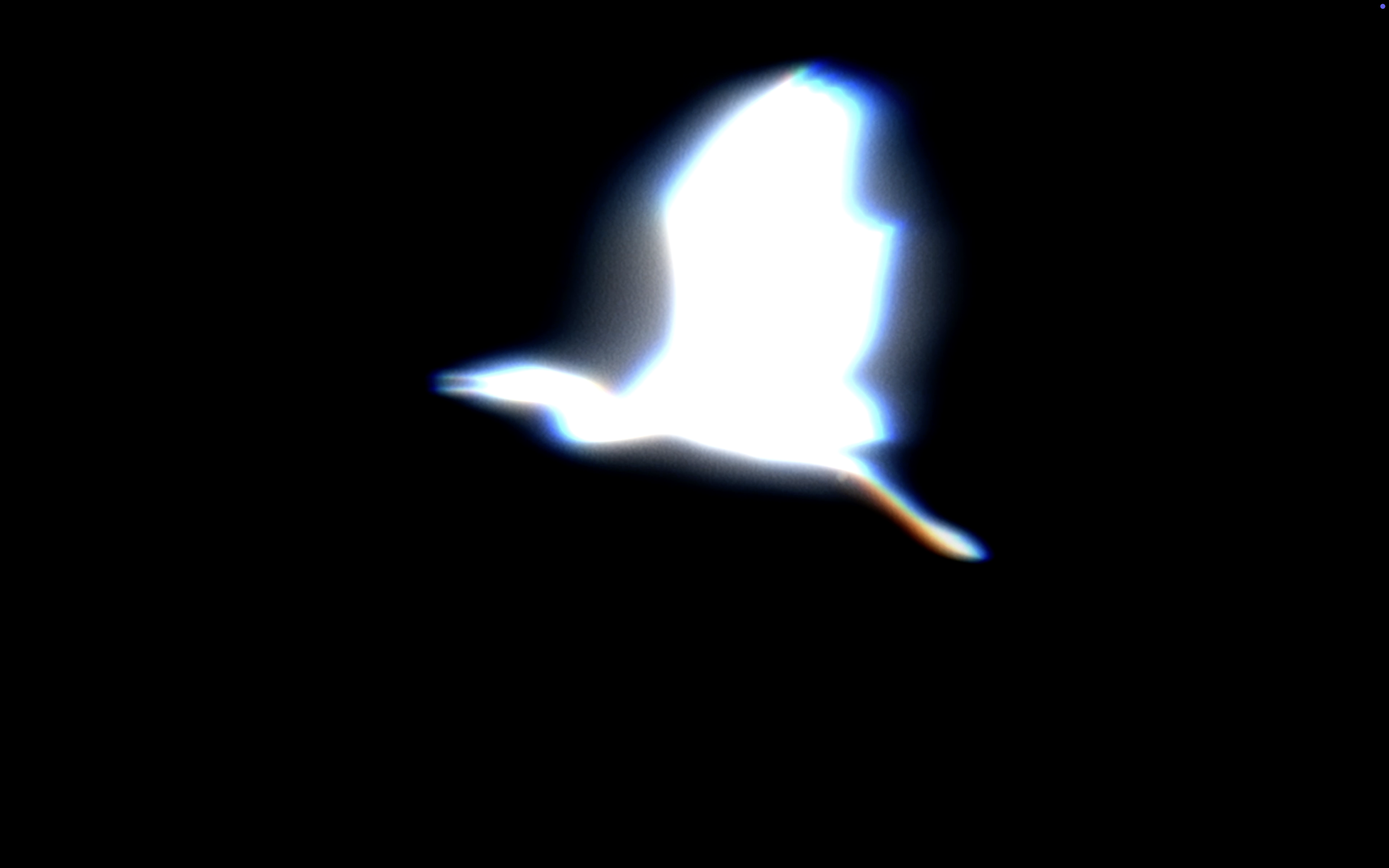 NEW SKIES, 2025
Severin Hallauer
video loop, 3:50 min

As a heron lifts off to leave behind the places that begin to grow cold, striving to survive, it turns into an airplane — a parallel departure, timeless and eternal, both bodies drawn toward new 