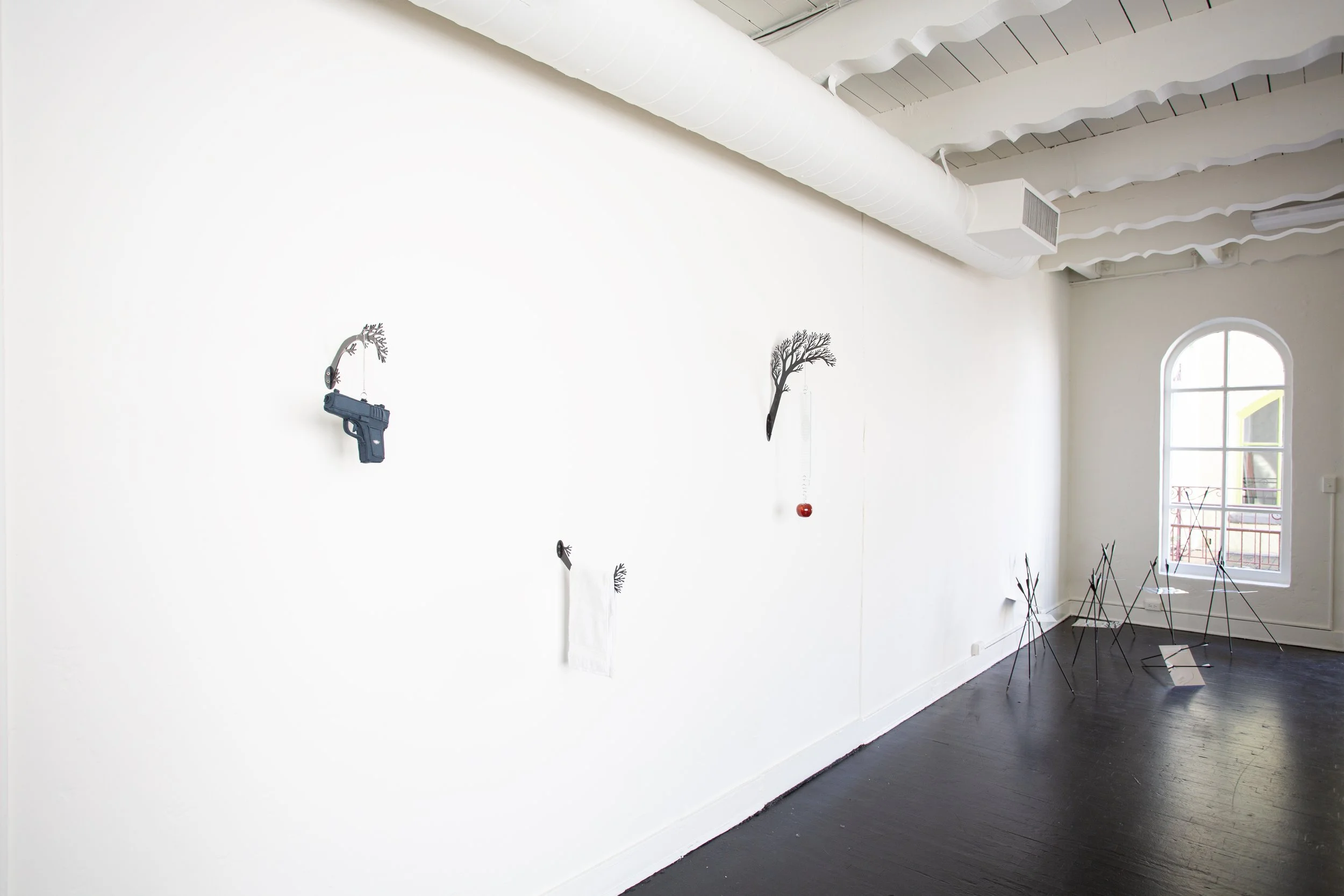 Installation view of Severin Hallauer’s New Skies at Induction Gallery, Granada Buildings, Los Angeles, 2026.
