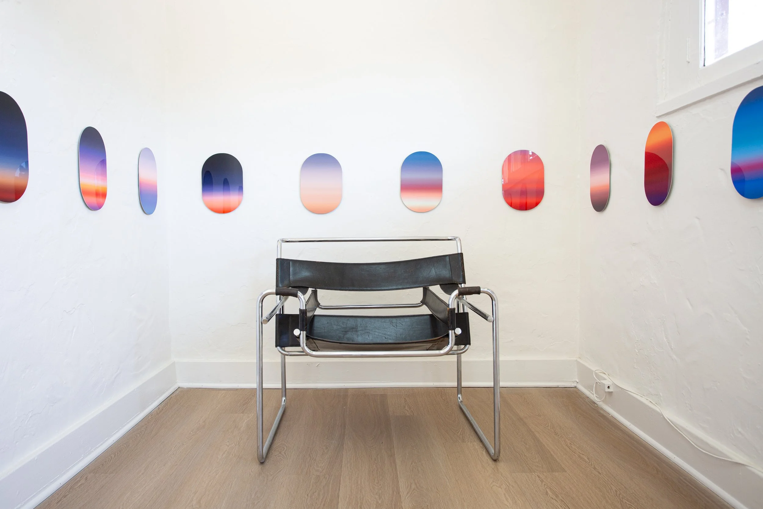 Installation view of Severin Hallauer’s New Skies at Induction Gallery, Granada Buildings, Los Angeles, 2026.
