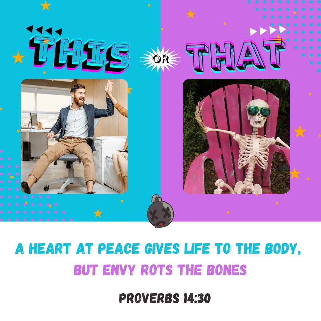 Quick mid-week check-in:
Are you feeling at peace this week, or are you letting comparison steal your joy and rot your bones?

&quot;A heart at peace gives life to the body, but envy rots the bones.&quot; - Proverbs 14:30.