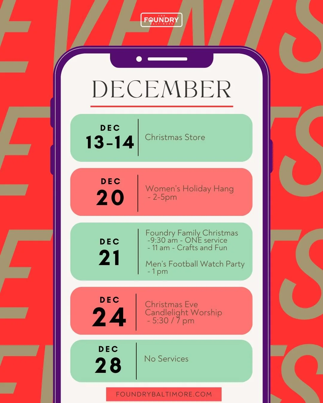 Here's what's happening at The Foundry in December.