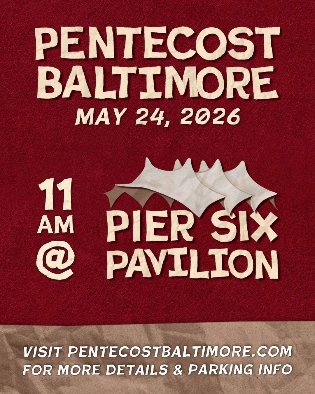 Joining us for Pentecost this Sunday?  Here are all the details you need to know before you go. 
 
Check out pentecostbaltimore.com for more.
