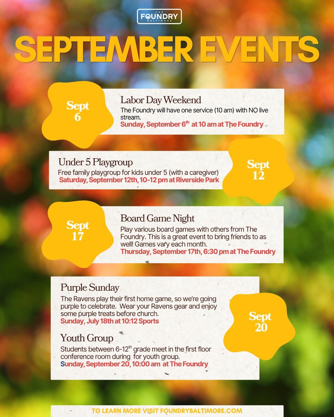 Here's what's going on at The Foundry in September