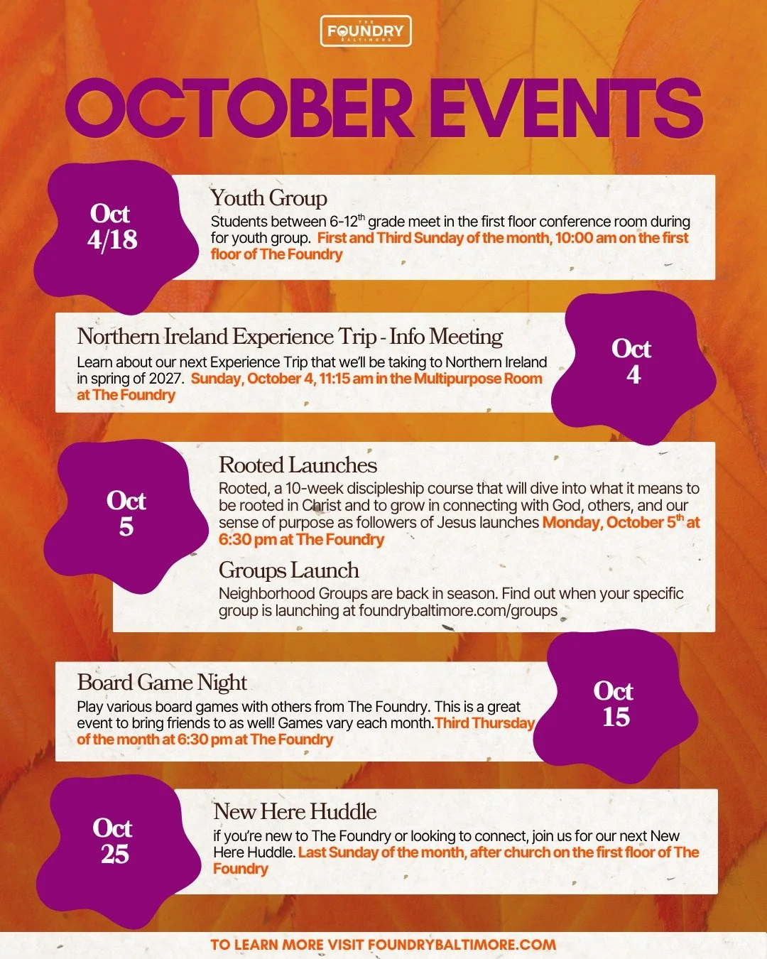 Here's what's happening at The Foundry in October
