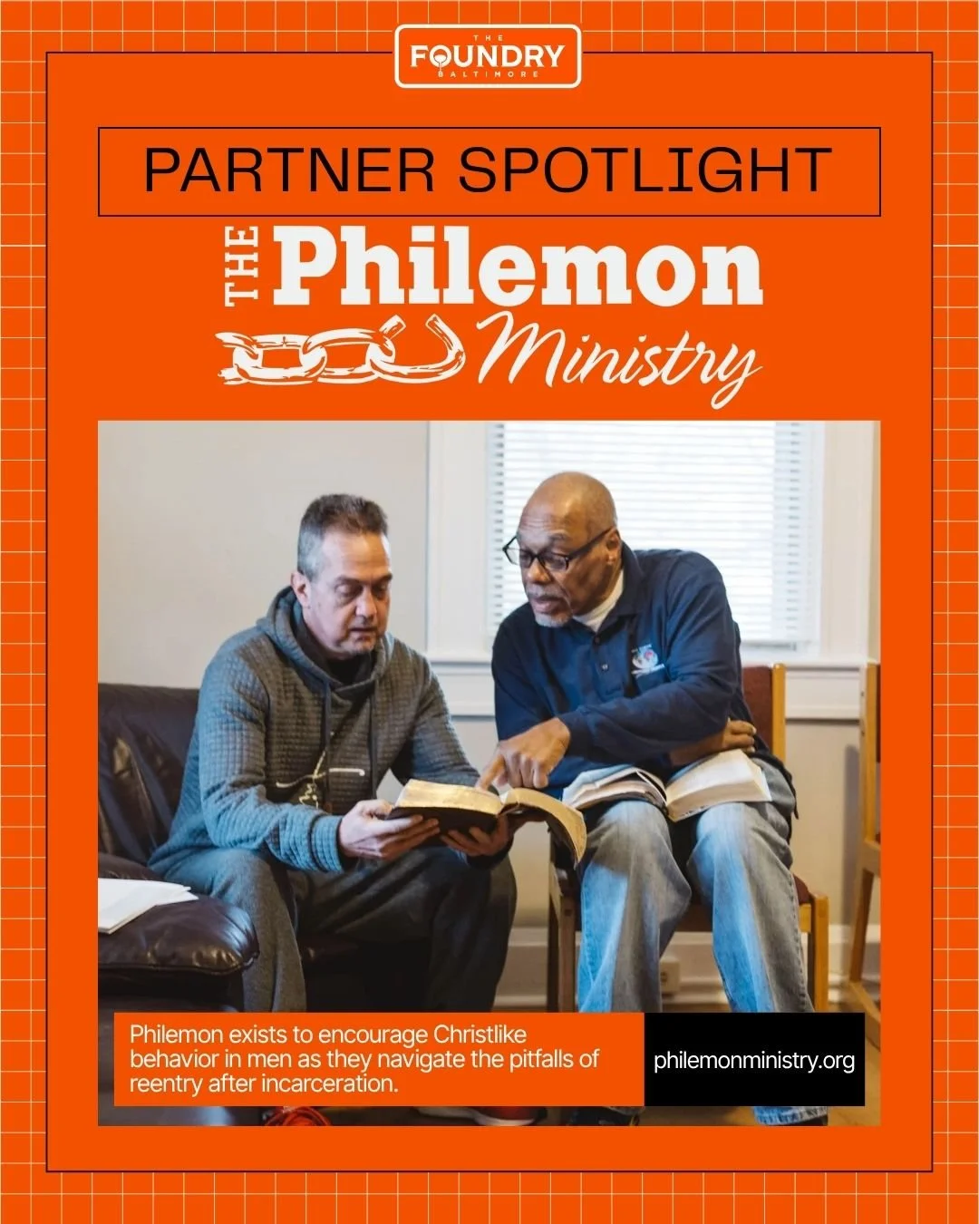 On Sunday, you met some of the guys from Philemon Ministries, an organization that encourages Christ-like behavior in men as they navigate the pitfalls of reentry after incarceration.  Learn more about the work they're doing and register for their up