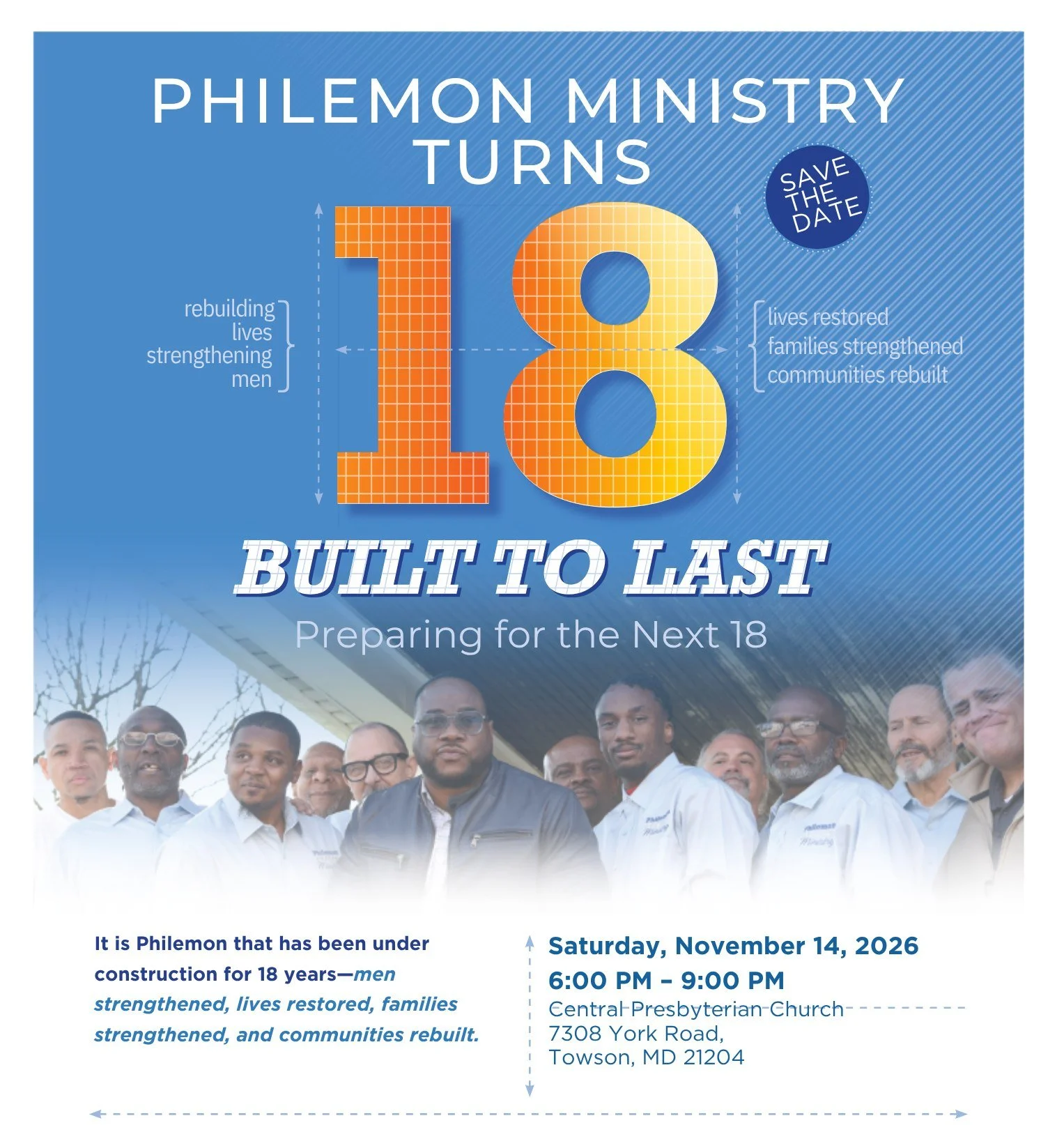 Our partners at Philemon Ministry have their 18th anniversary banquet on Saturday, November 14th.  Grab a ticket to learn more about the amazing work they're doing and hear incredible stories of the restoration God is doing through this ministry. 
go