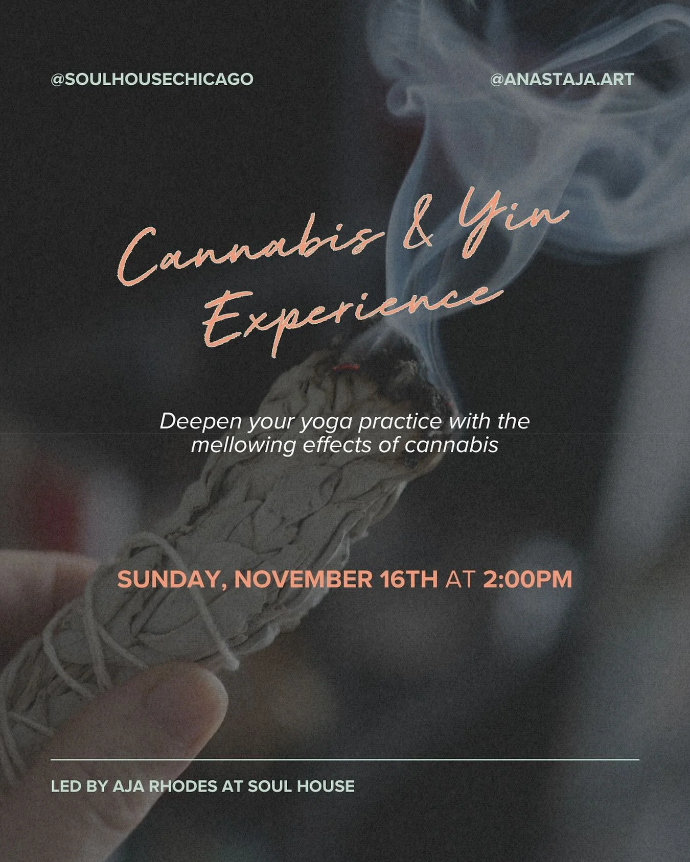 A slow, sacred Sunday for the spiritually curious. 🍃  Through yin, sound, journaling, + gentle plant medicine, we enter the space between &mdash; where healing begins. Join @anastaja.art as she guides us home to stillness.

November 16th | 2PM &ndas