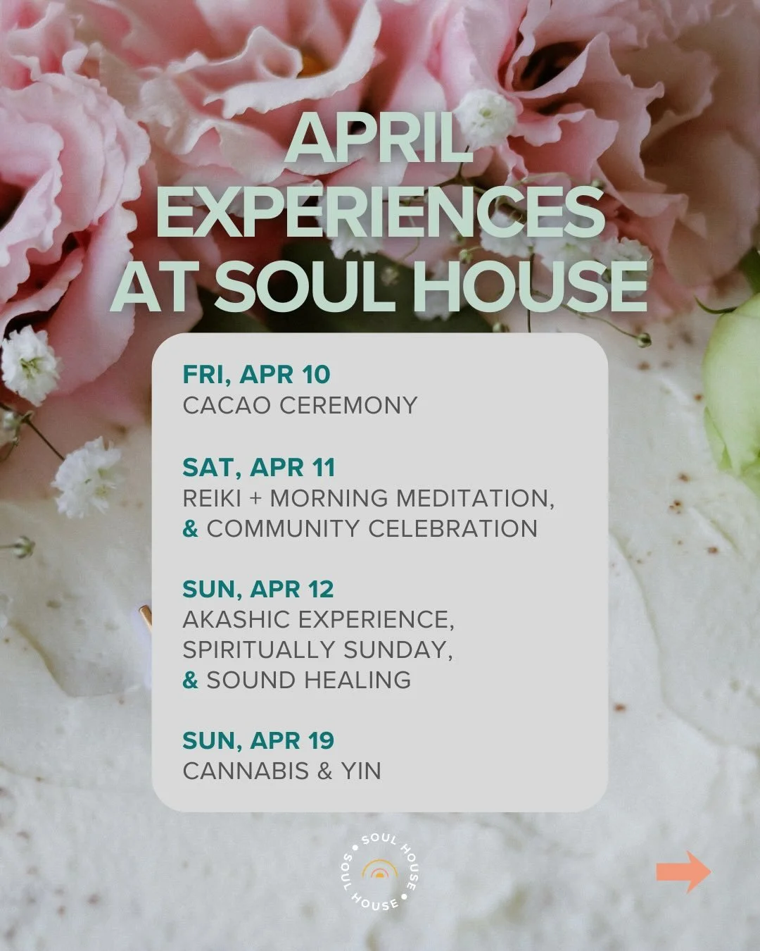 We&rsquo;ve been cooking up some spiritual experiences for you this April. Have you heard? Soul House turns 2 on April 7th, &amp; to celebrate we have a full weekend lineup of events!

Each event is $35 to drop in &amp; FREE to all members. 

Plus, o