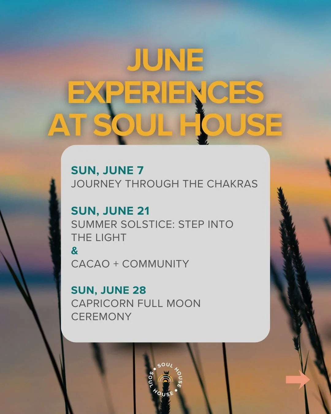 June is a journey &amp; we&rsquo;re here to guide you through it with our upcoming experiences!

You won&rsquo;t want to miss the Chakra Journey with @carasoulflow on June 7th, exploring our energy centers &amp; learning the physical association to e