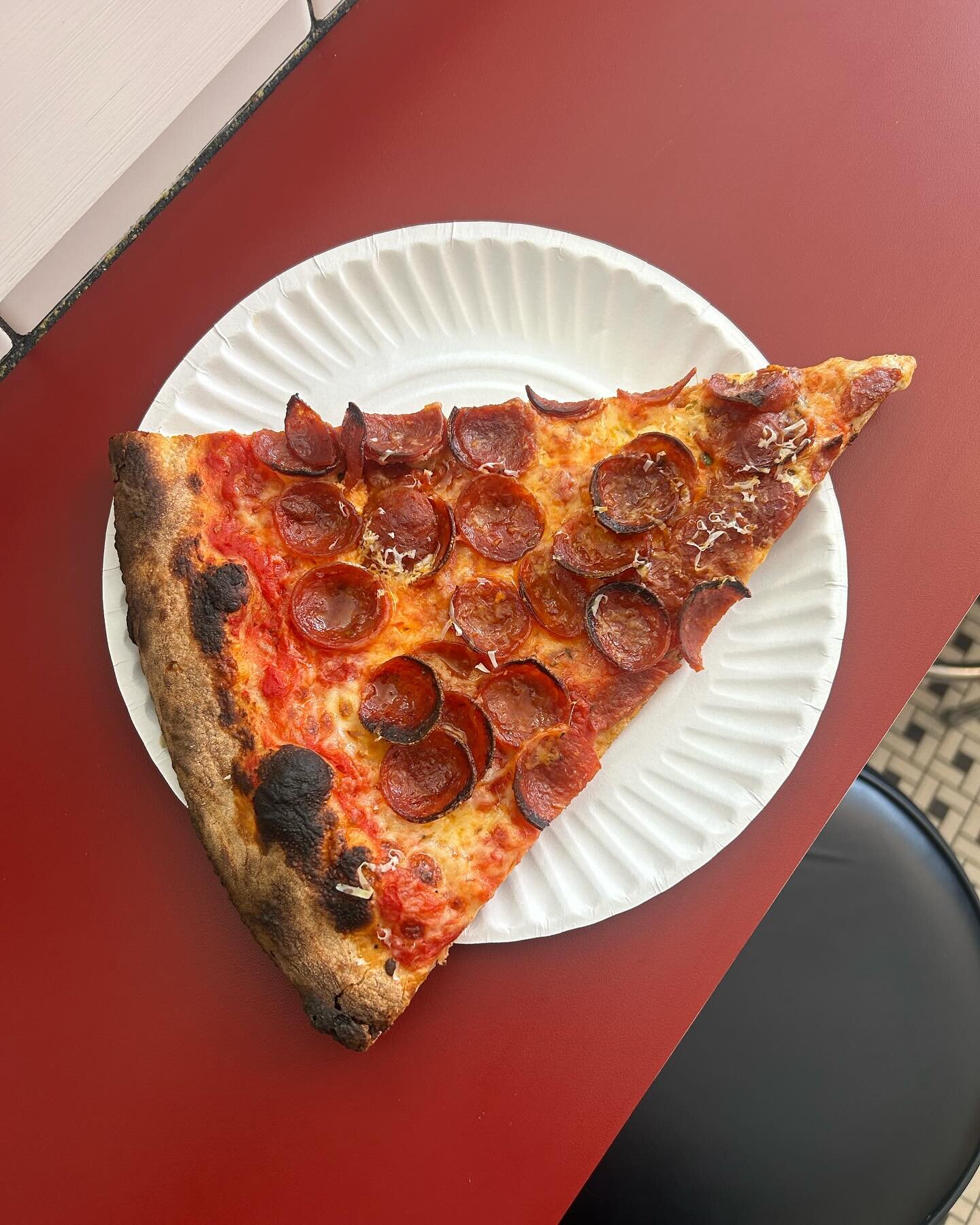 The sun is desperately trying to come out, a pepperoni slice might help it out. Here until 10pm &hearts;️🍕