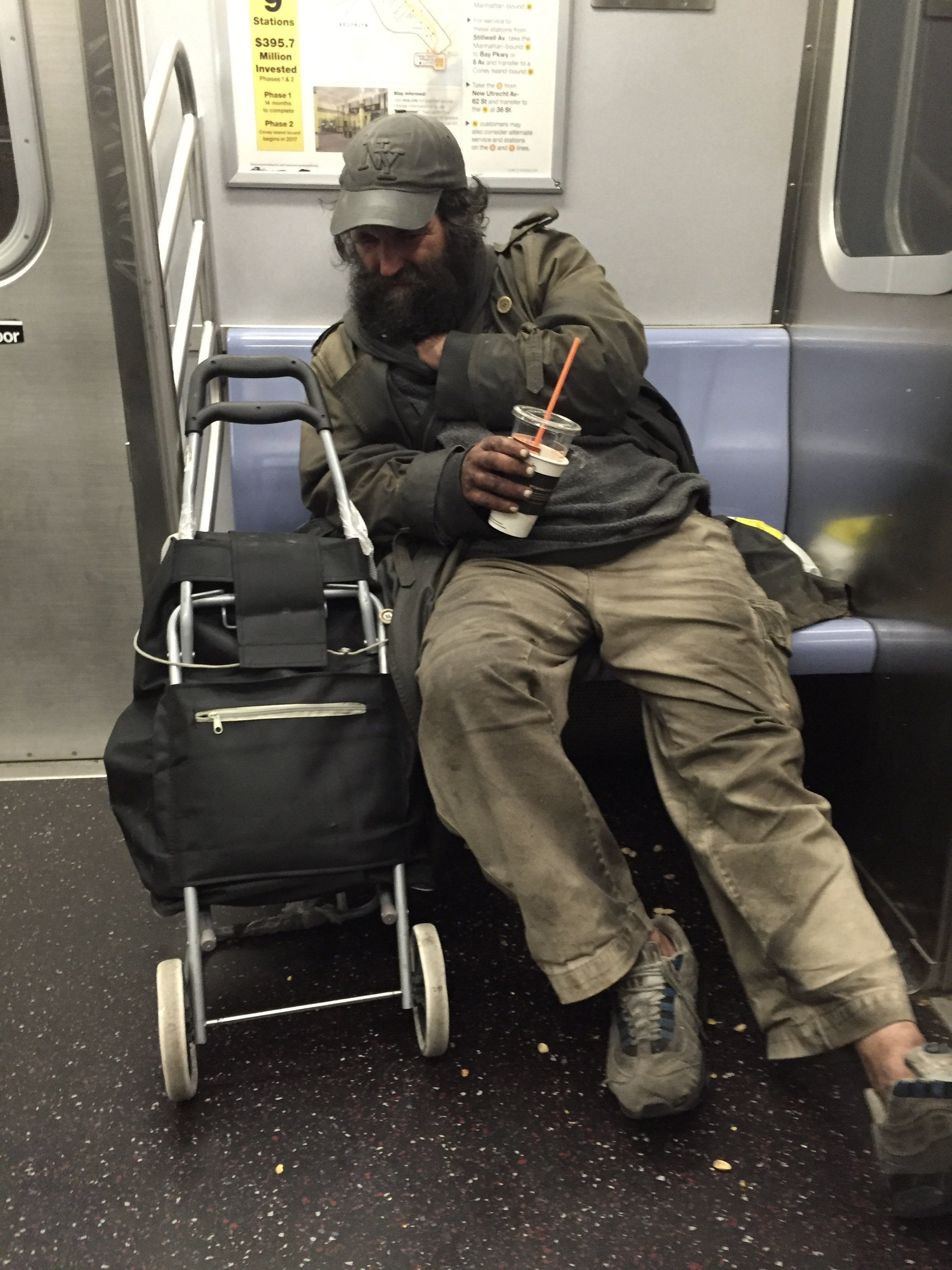 Sleeping on the subway