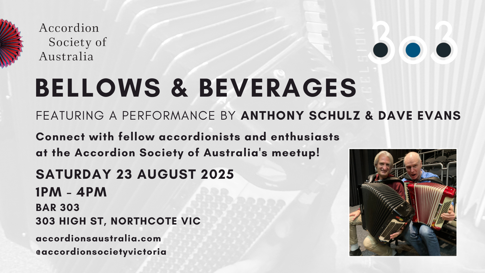 Bellows & Beverages - August 2025 Melbourne accordion meetup