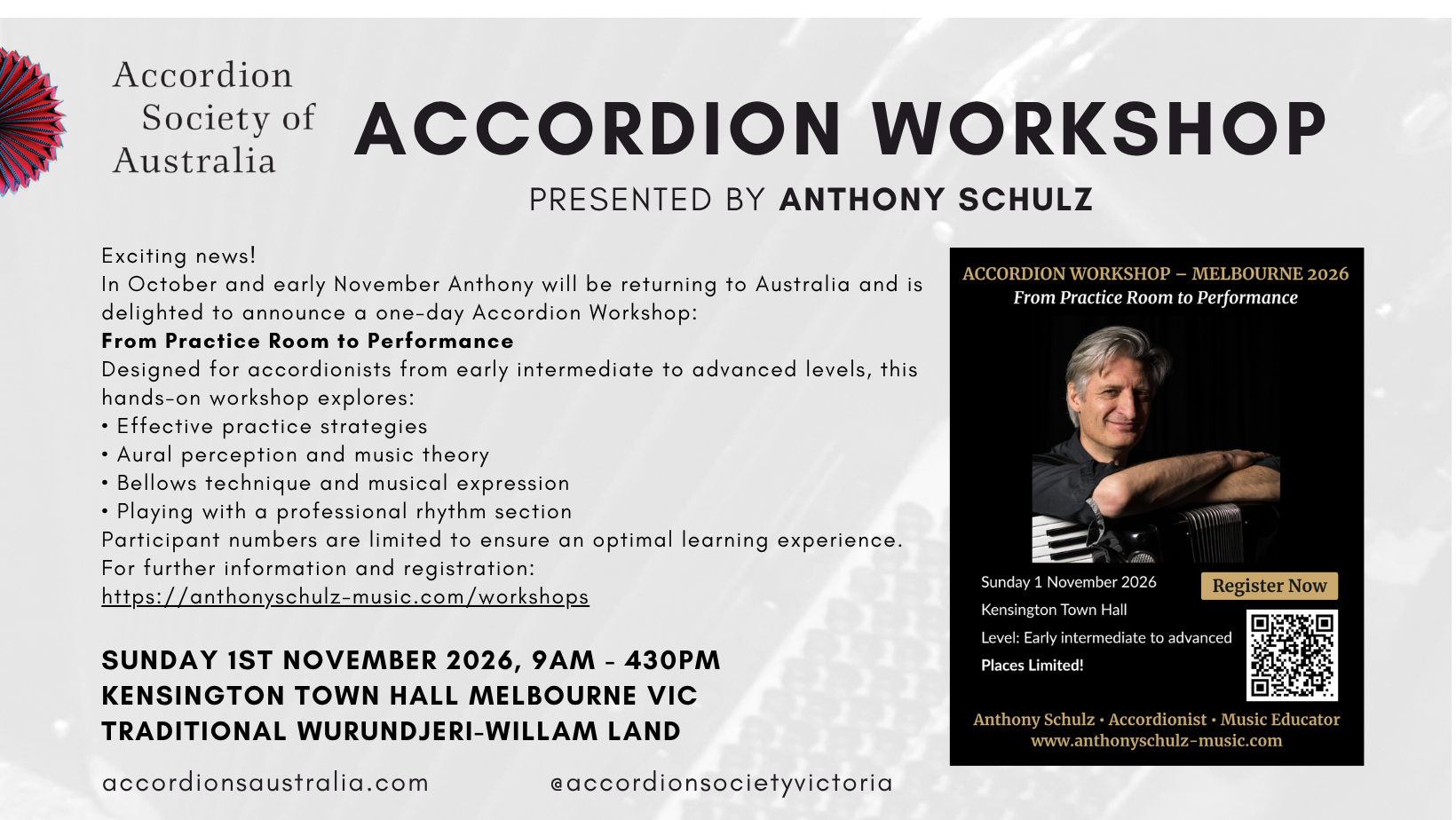 Accordion Workshop - From Practice Room To Performance presented by Anthony Schulz