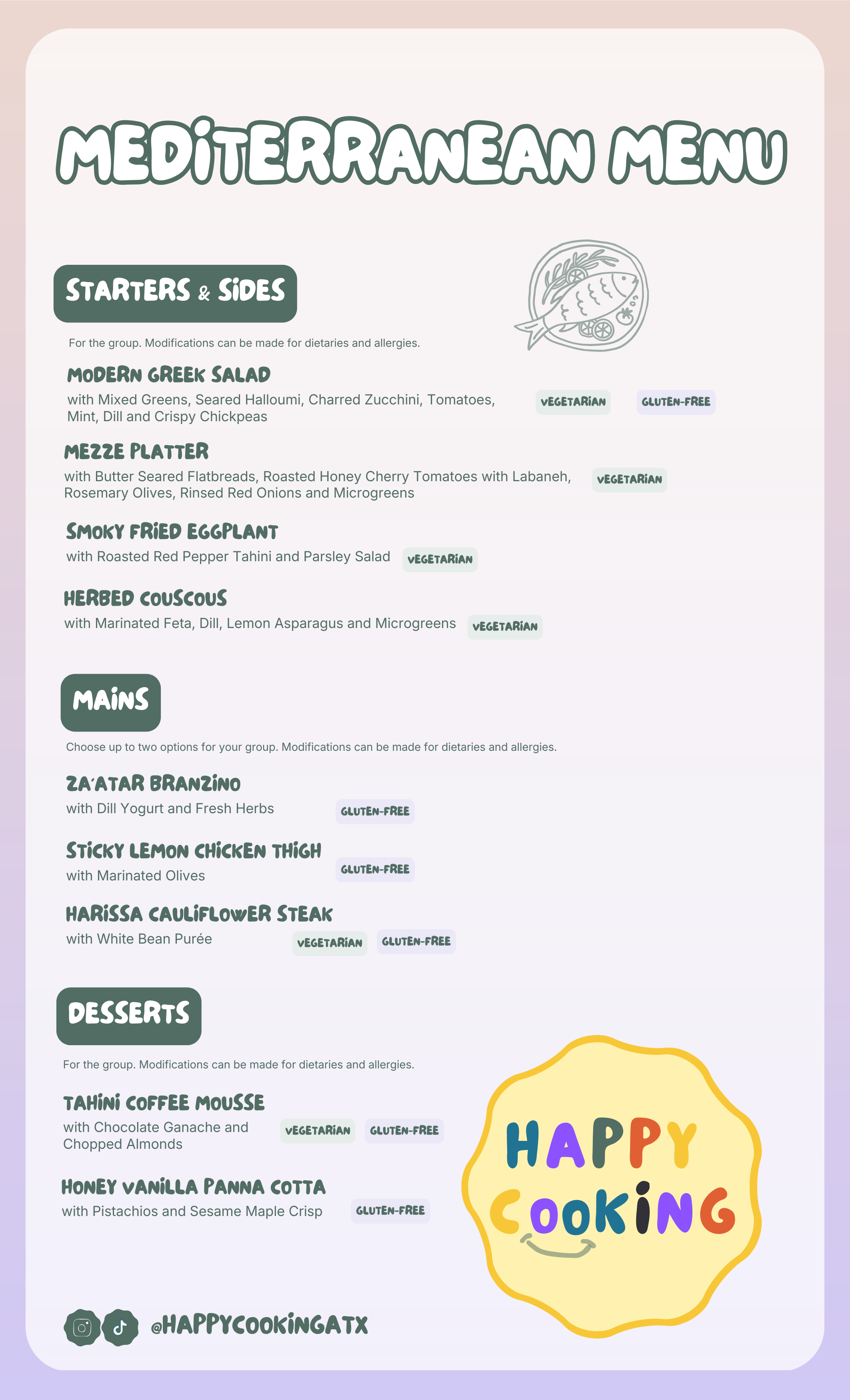 Austin Chef Mediterranean Menu