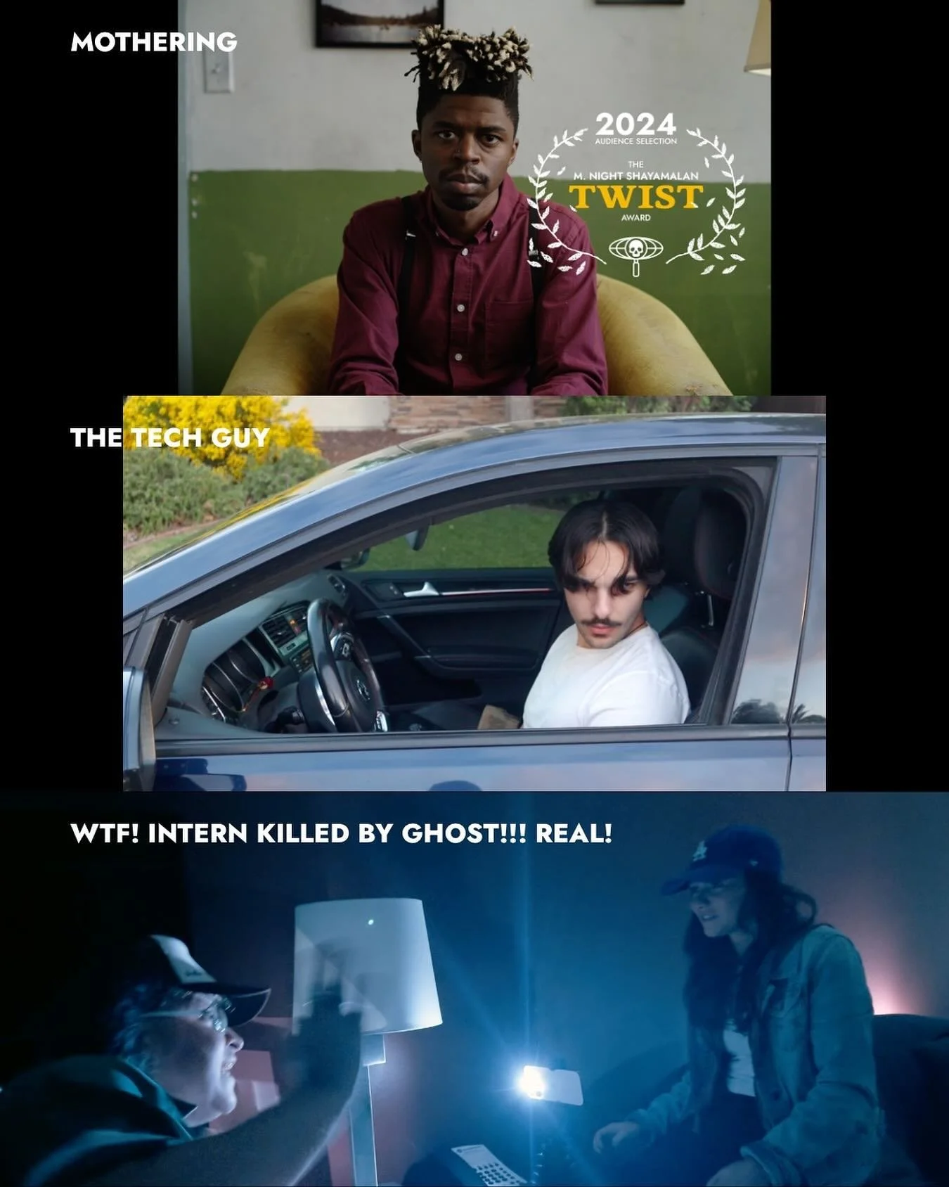 And the award goes to&hellip;

Mothering

&ldquo;Mothering&rdquo; received the audience&rsquo;s &ldquo;Twist&rdquo; award.

&ldquo;The Tech Guy&rdquo; and &ldquo;WTF! INTERN KILLED BY GHOST!!! REAL!&rdquo; were close behind with the 2nd and 3rd most 