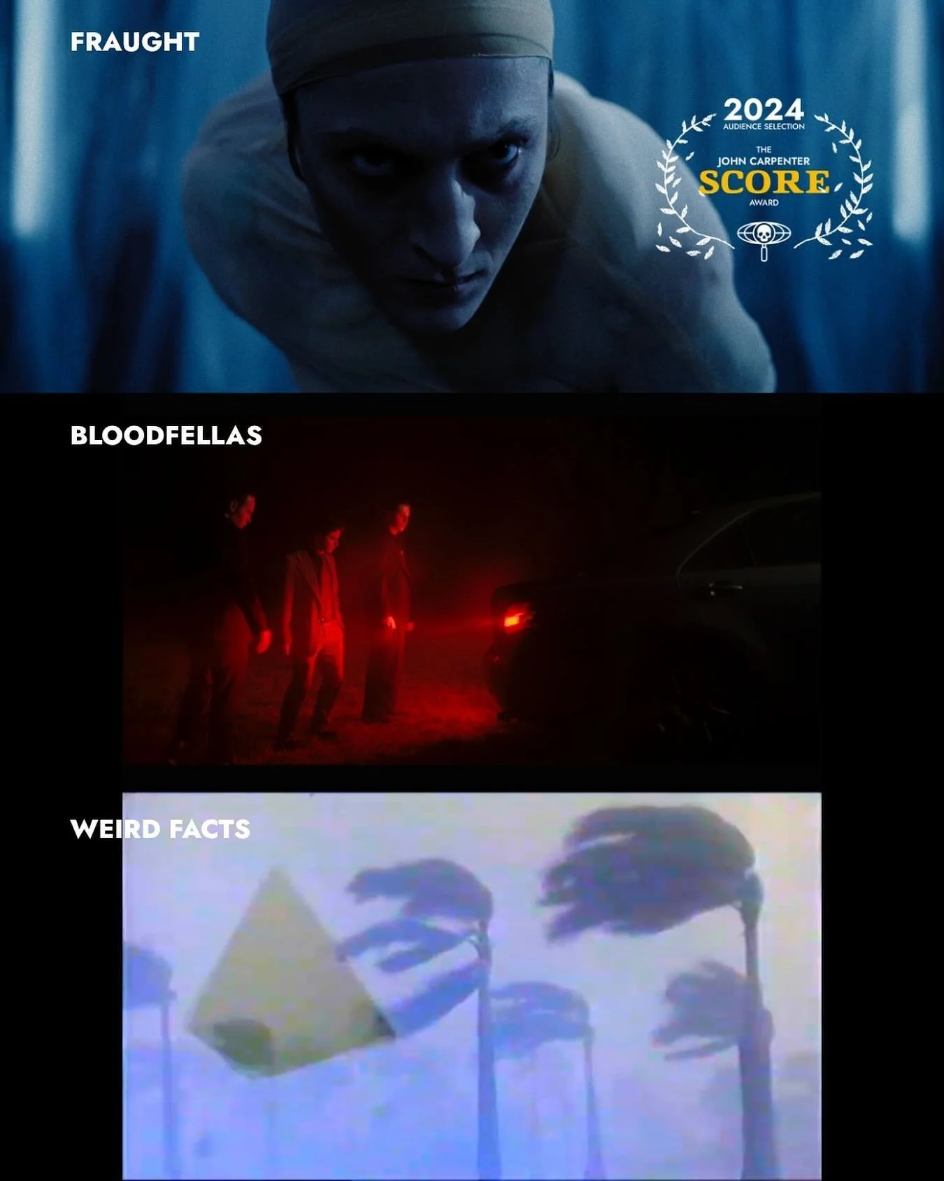 And the award goes to&hellip;

Fraught

&ldquo;Fraught&rdquo; received the audience&rsquo;s &ldquo;Score&rdquo; award.

Congrats @kwid 

&ldquo;Bloodfellas&rdquo; and &ldquo;Weird Facts&rdquo; were close behind with the 2nd and 3rd most audience vote