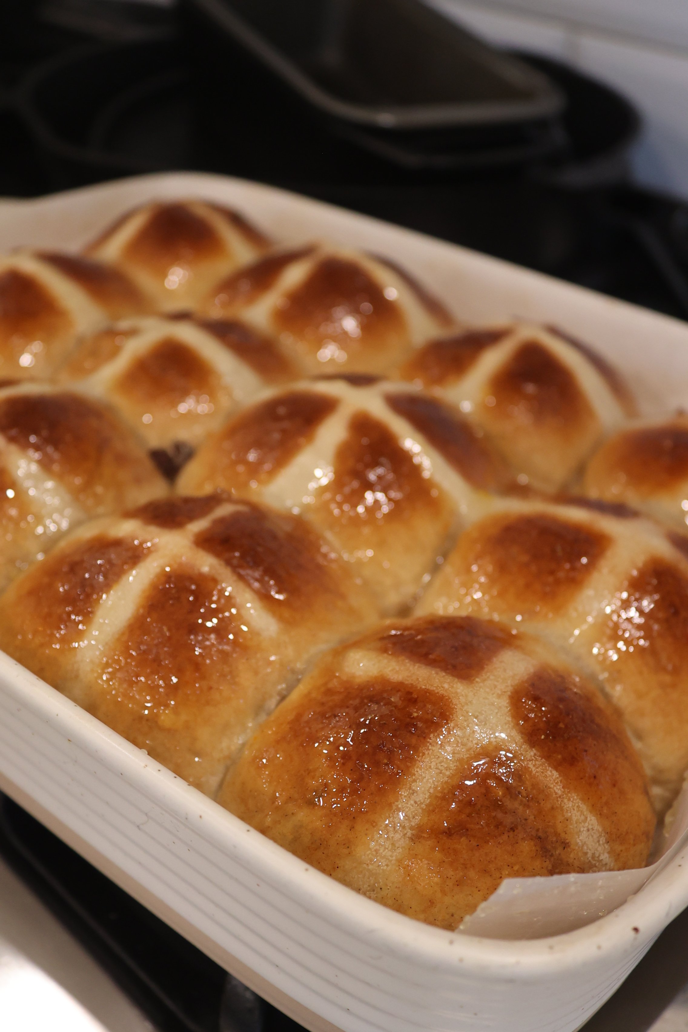 Hot Cross Buns with Freshly Milled Wheat