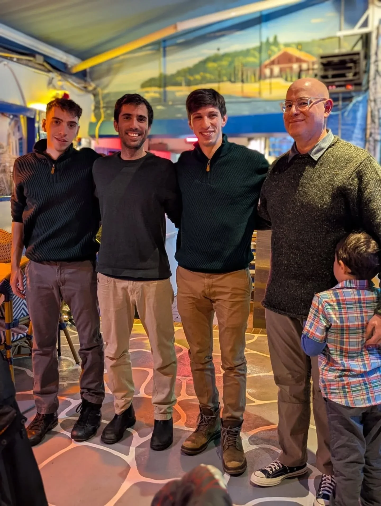 When you and the boys wear the same outfit to the oneg....

Thank you to @loukoumitavernanyc for another incredible Shabbat! We love celebrating in this cozy backyard, with so much Greek hospitality, good wine and coffee, and a truly delicious multi 